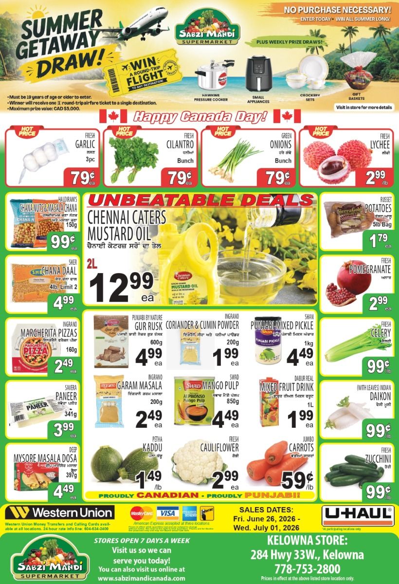 Sabzi Mandi Supermarket (Kelowna) Flyer June 26 to July 1