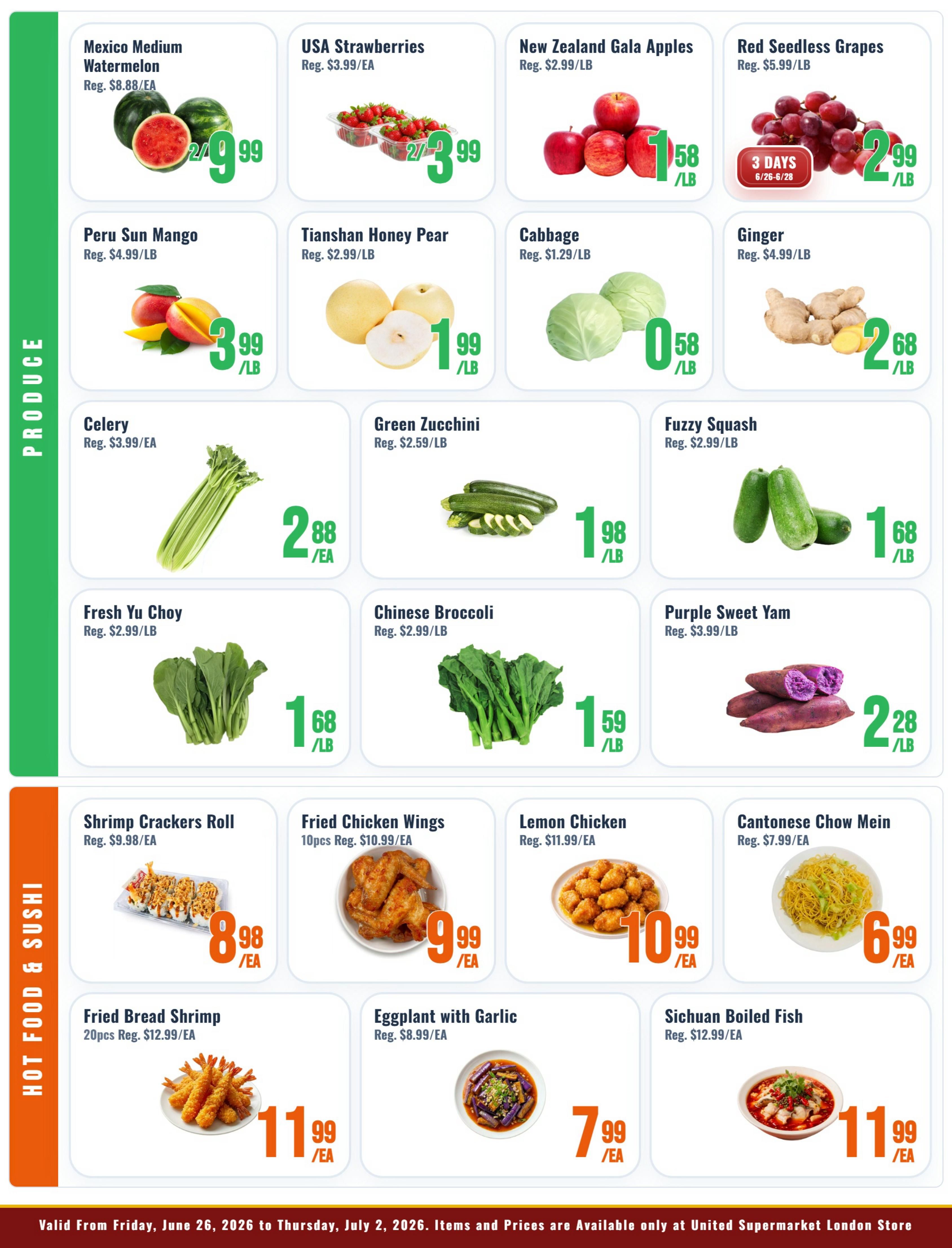 United Supermarket (London) Flyer June 26 to July 2