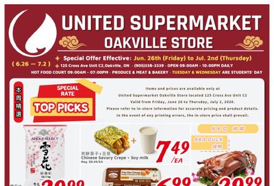 United Supermarket (Oakville) Flyer June 26 to July 2