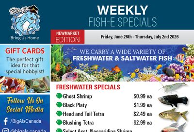 Big Al's (Newmarket) Weekly Specials June 26 to July 2