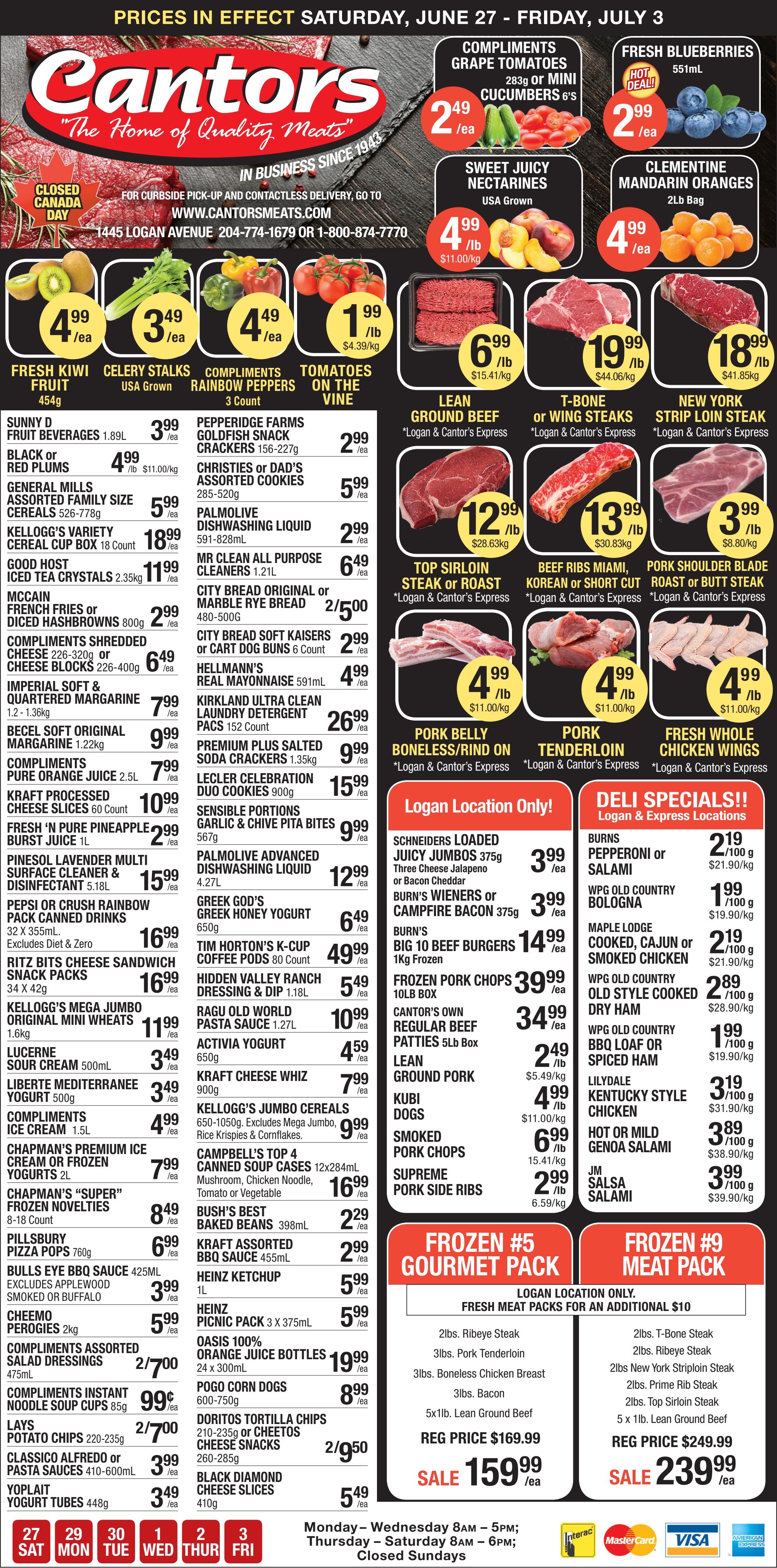 Cantor's Meats Flyer June 27 to July 3