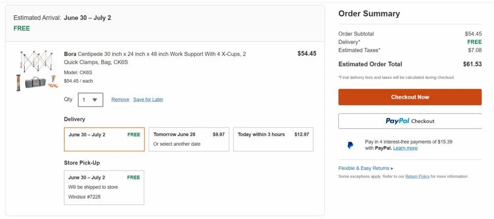 Home Depot: Bora Centipede 30 x 24 x 48 inch Work Support With 4 X-Cups, 2 Quick Clamps, Bag $54.45 (reg. $138.00)