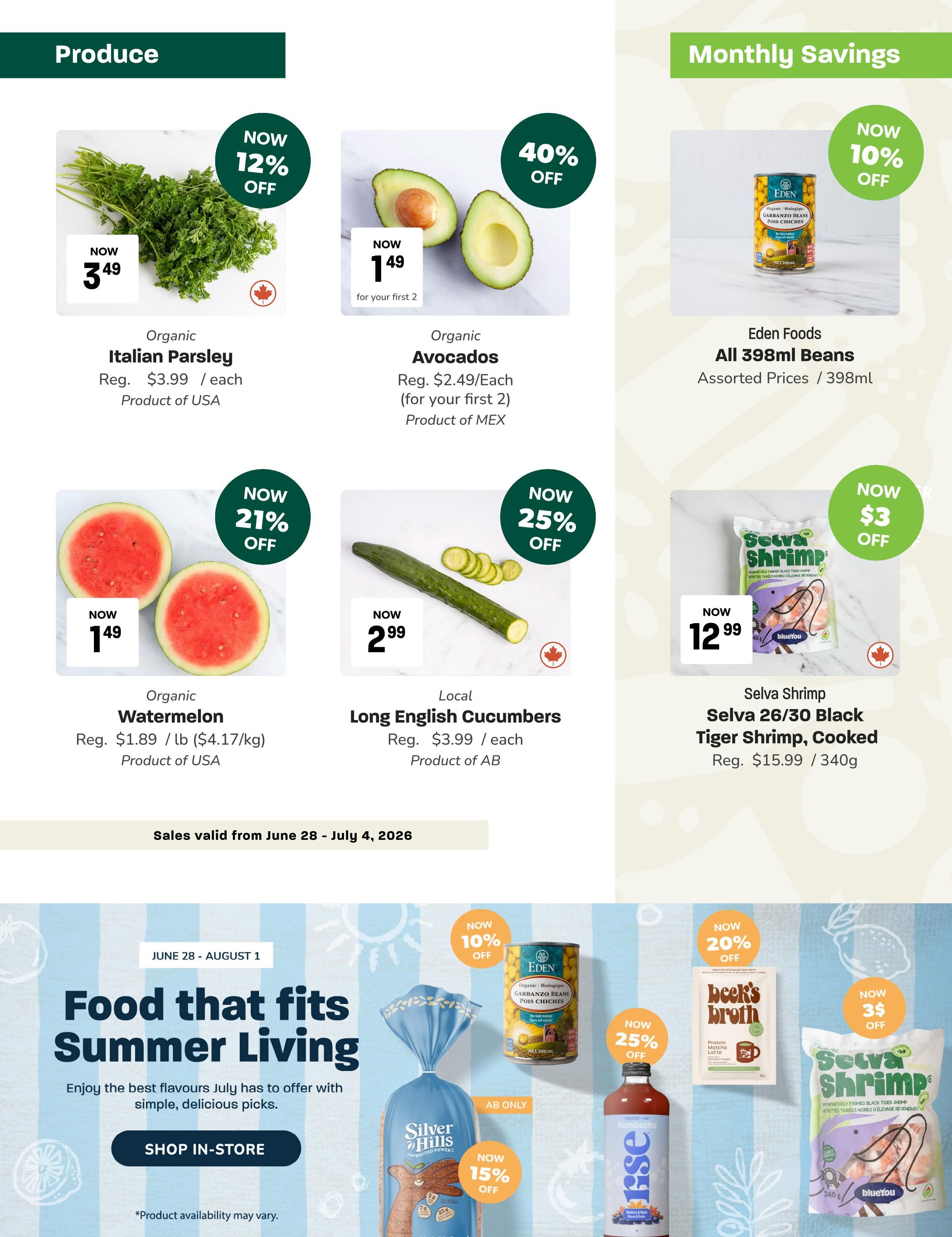 Blush Lane Organic Market Flyer June 28 to July 4