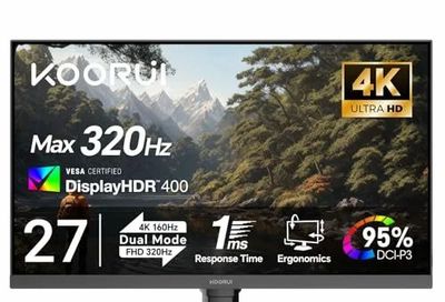 Amazon.ca: KOORUI 27 Inch 4K UHD Gaming Monitor, IPS Display, 160Hz/320Hz @ $259.99