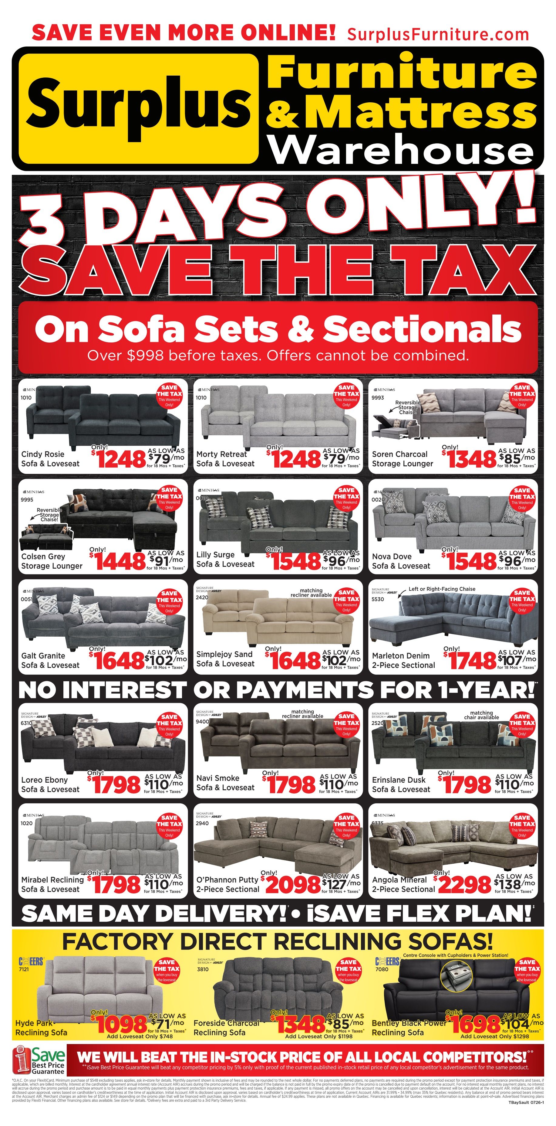 Surplus Furniture & Mattress Warehouse (Thunder Bay, Sault Ste Marie) Flyer June 29 to July 5