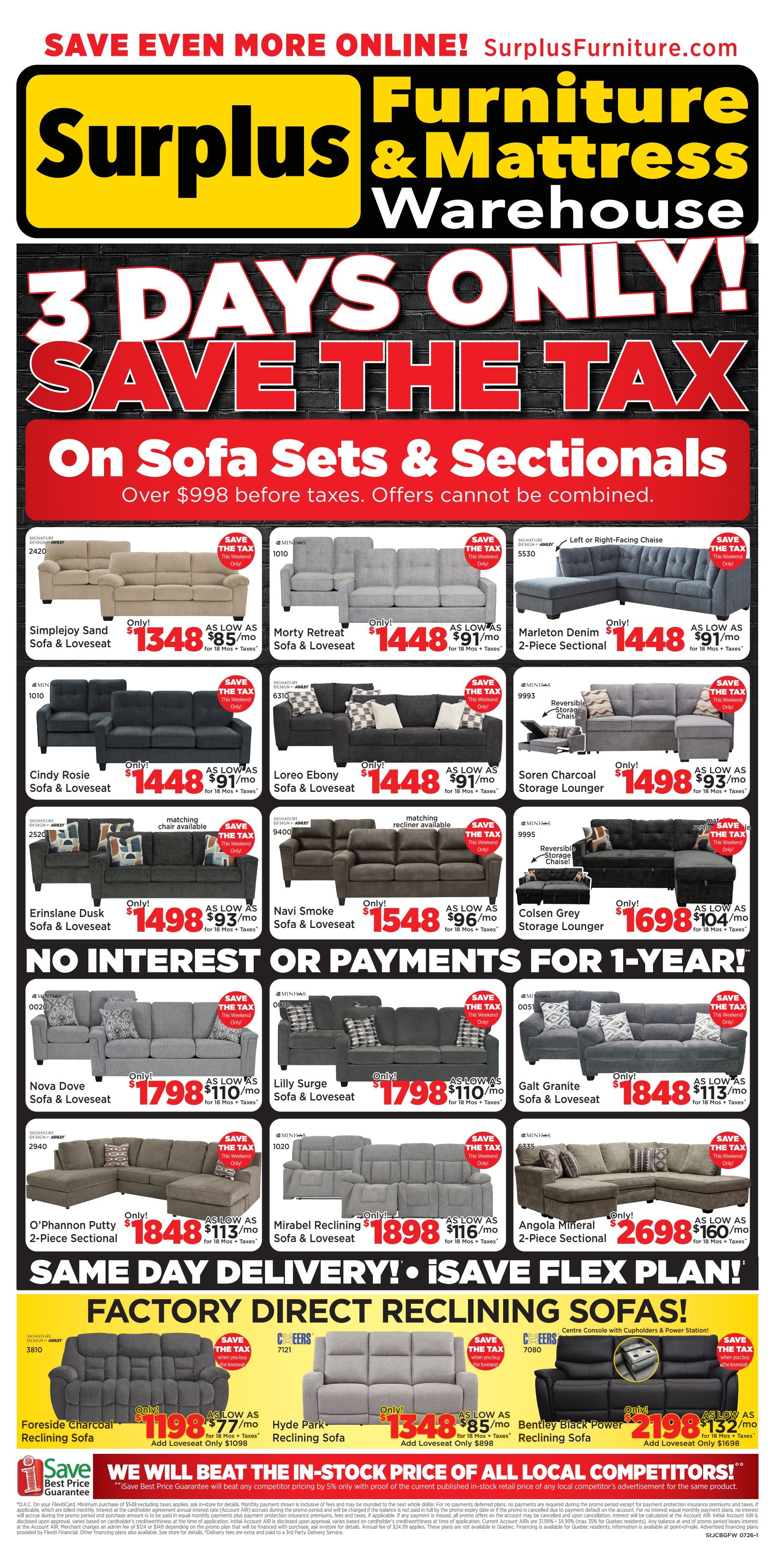 Surplus Furniture & Mattress Warehouse (St. John's, Corner Brook, Grand Falls Windsor) Flyer June 29 to July 5