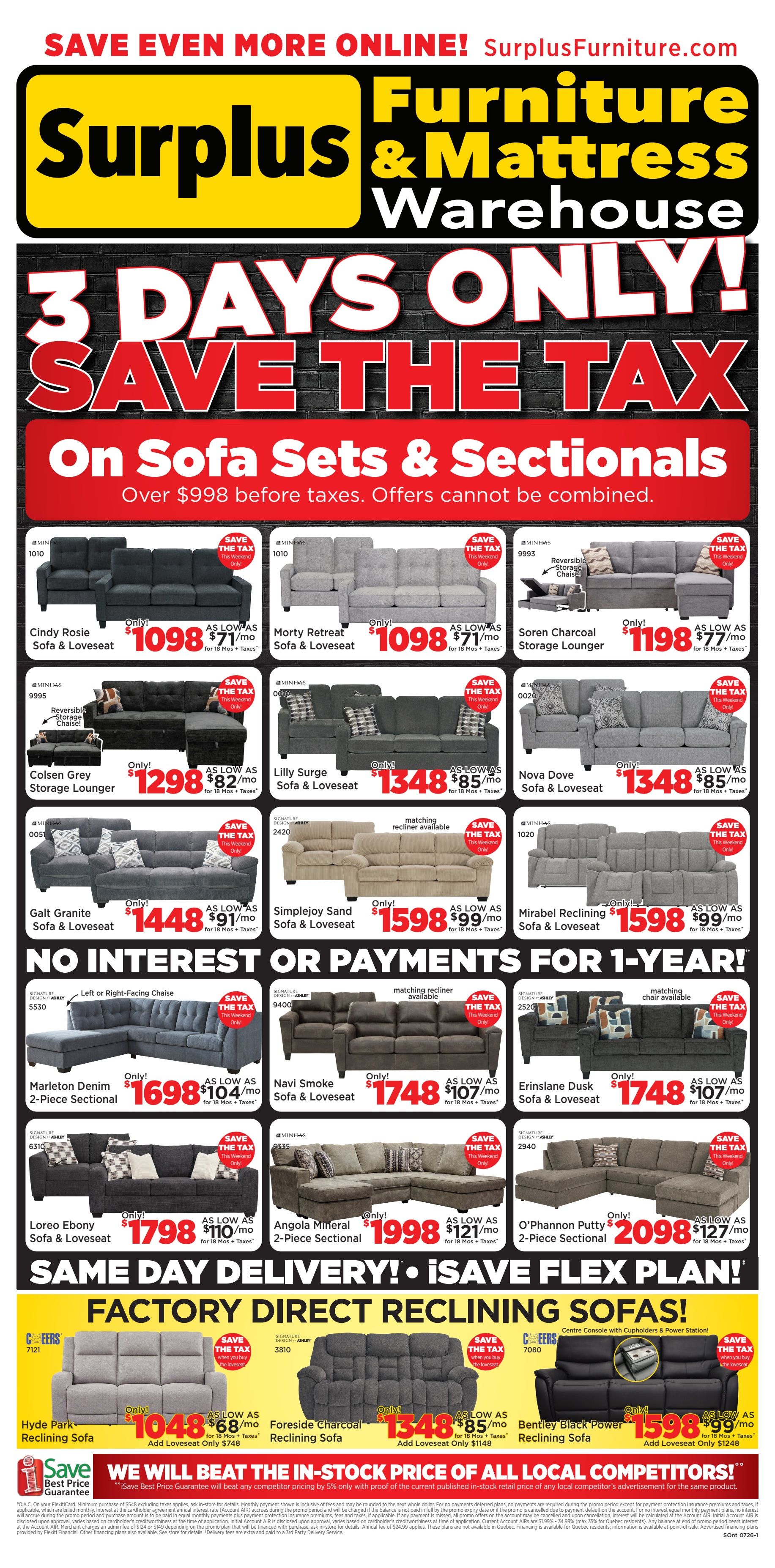 Surplus Furniture & Mattress Warehouse (S. ON) Flyer June 29 to July 5