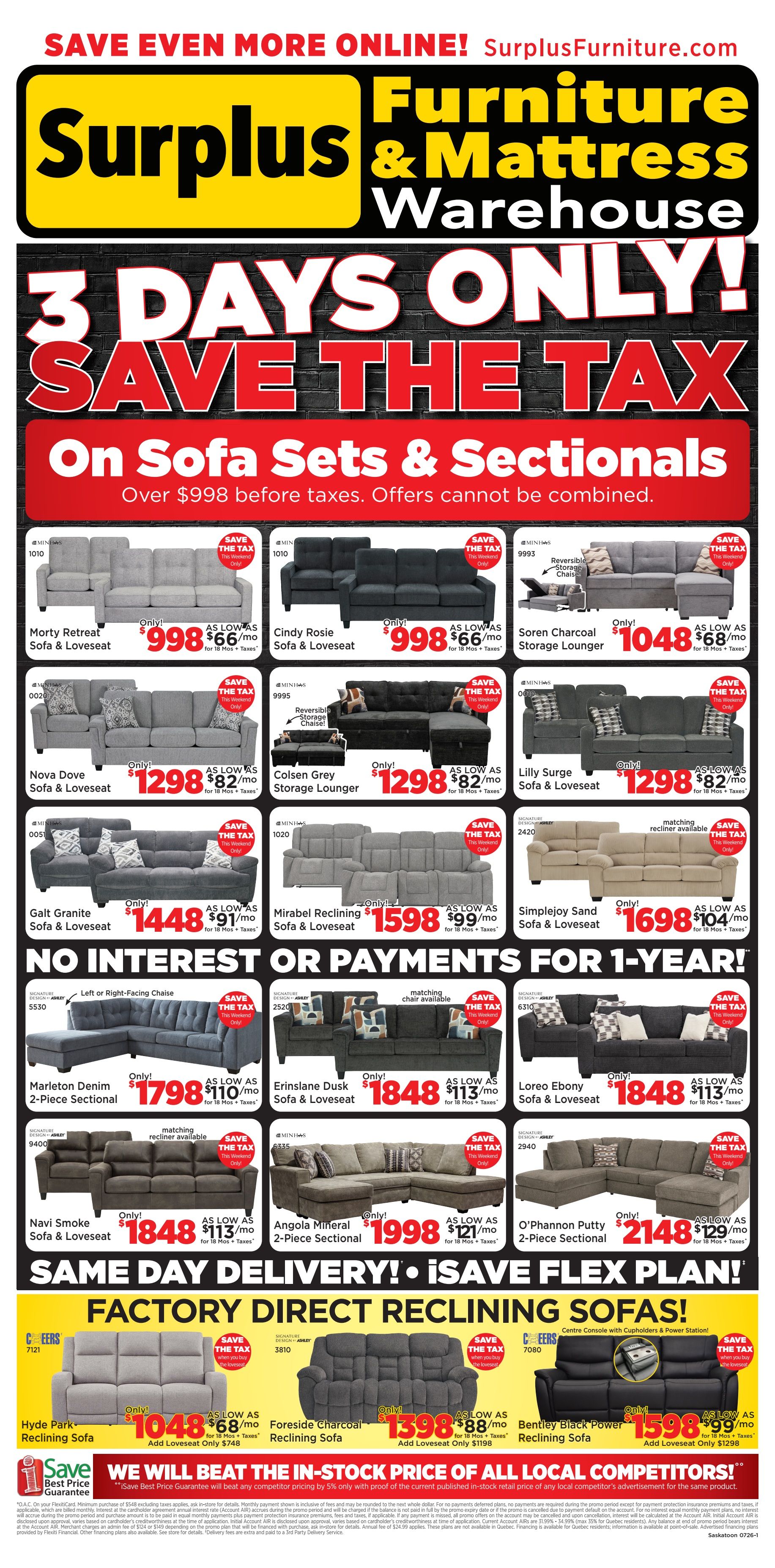 Surplus Furniture & Mattress Warehouse (Saskatoon) Flyer June 29 to July 5