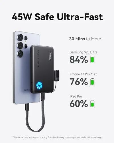 Amazon.ca: INIU 45W Power Bank 10000mAh Slim Fast Charging Portable Charger $16.33