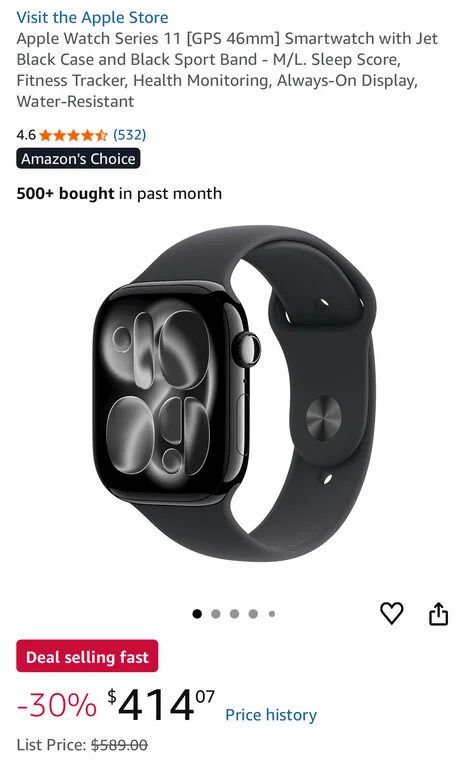Amazon.ca: Apple Watch Series 11 42/46mm $406/$414 ATL