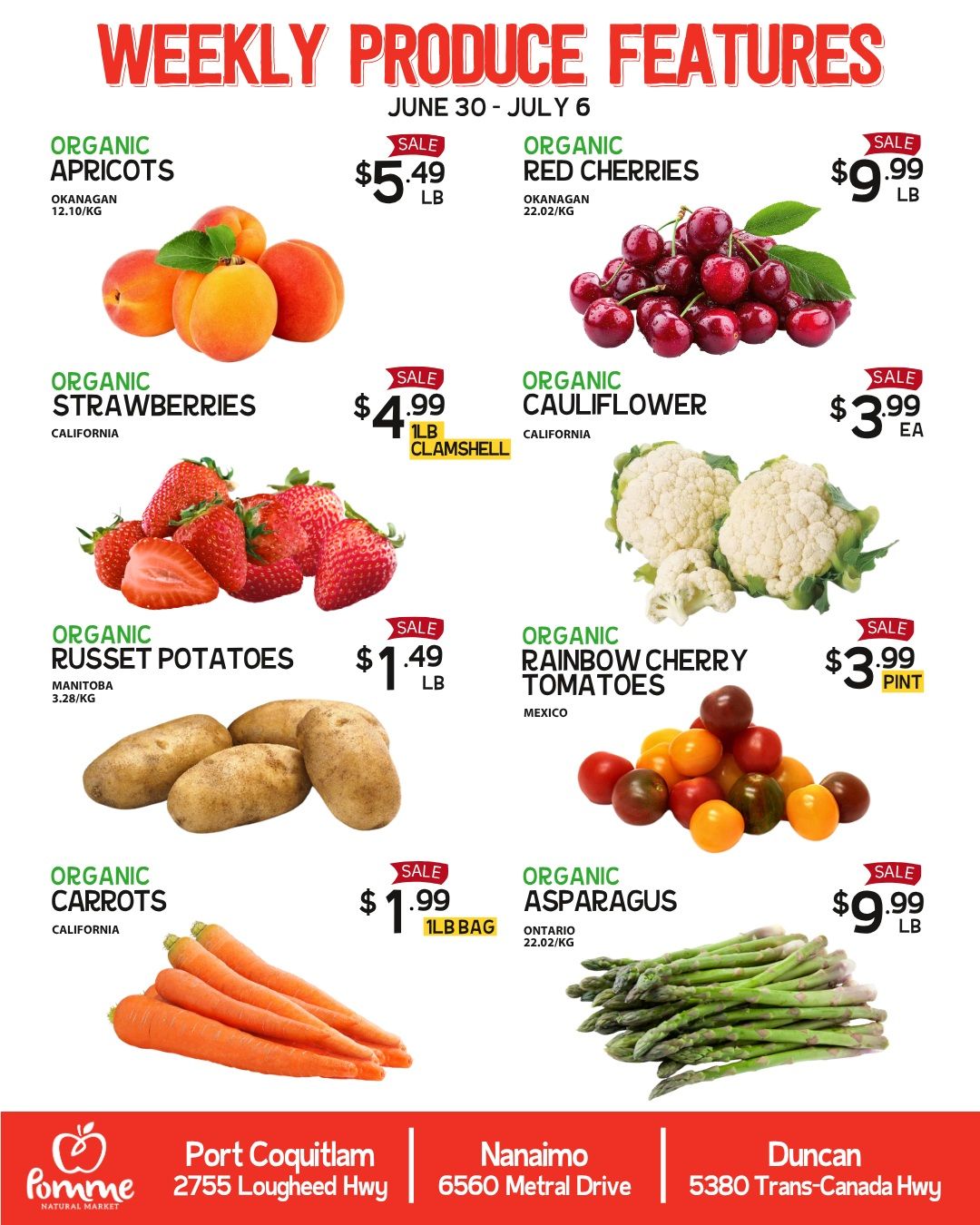 Pomme Natural Market Weekly Produce Flyer June 30 to July 6