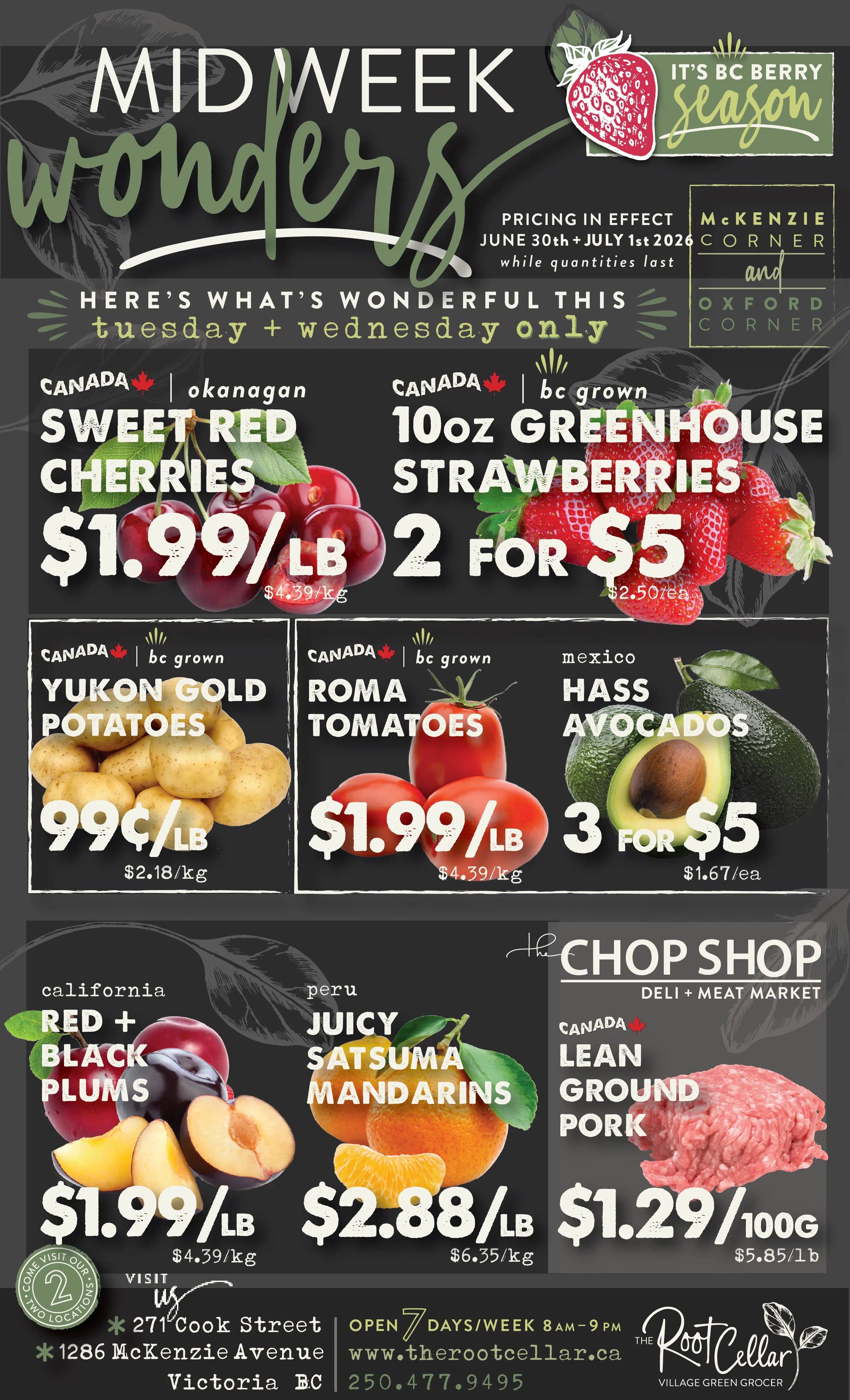 The Root Cellar Mid-Week Flyer June 30 and July 1