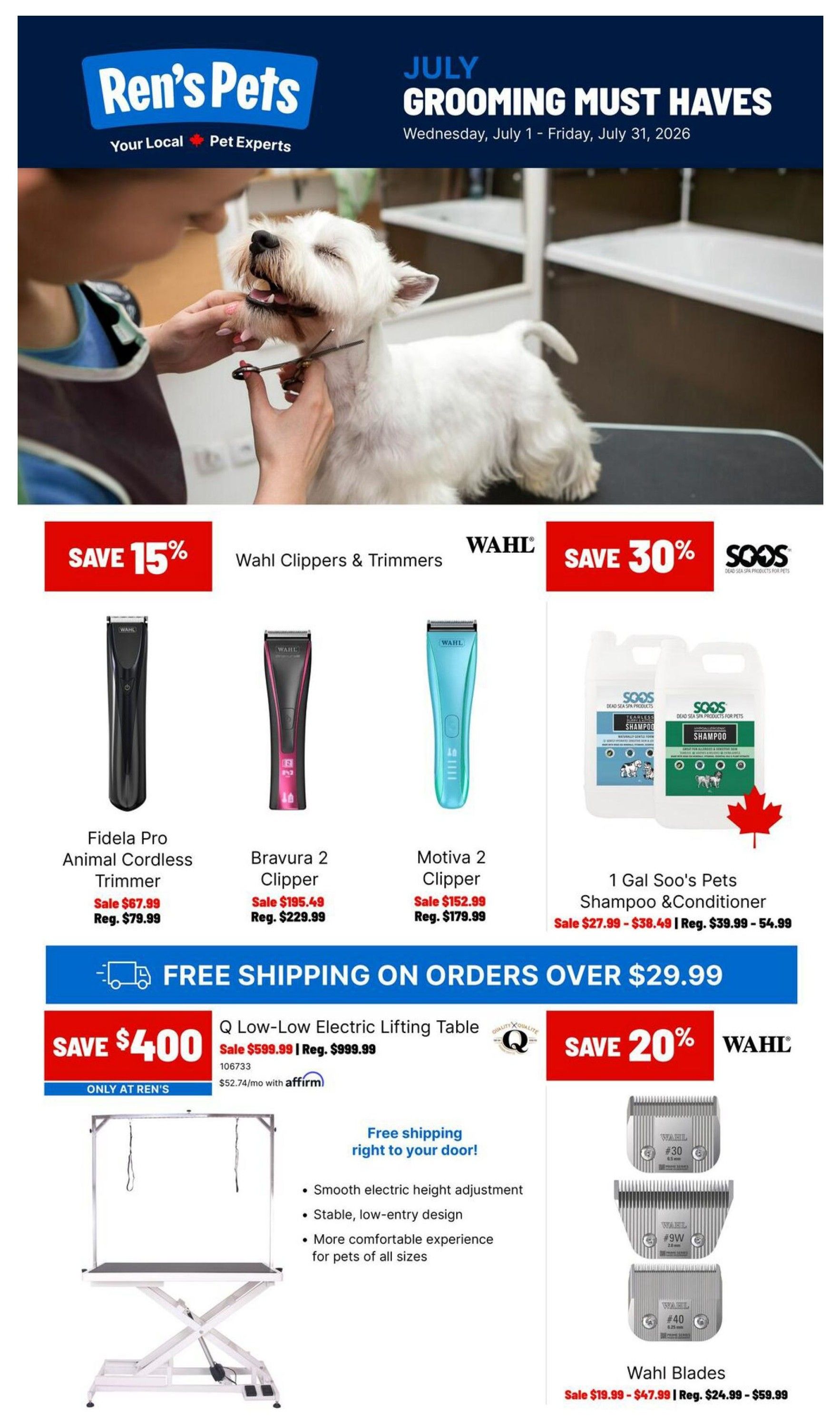 Ren's Pets Pet Professional Monthly Flyer July 1 to 31
