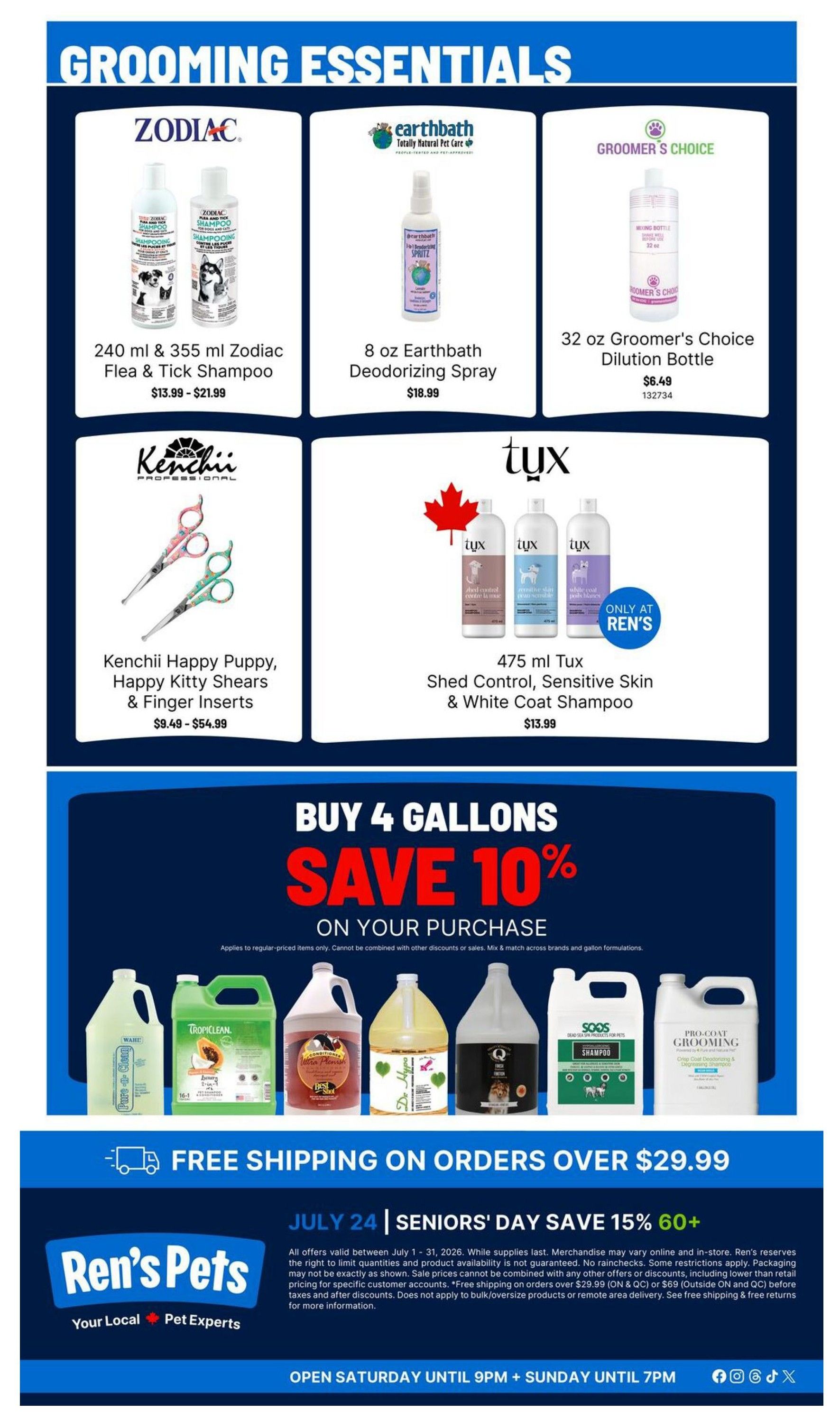 Ren's Pets Pet Professional Monthly Flyer July 1 to 31