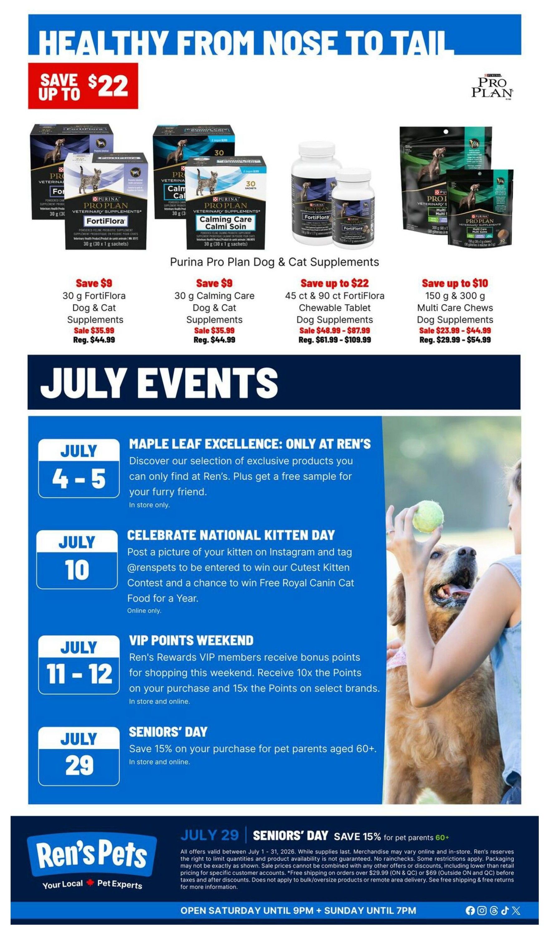 Ren's Pets Monthly Flyer July 1 to 31