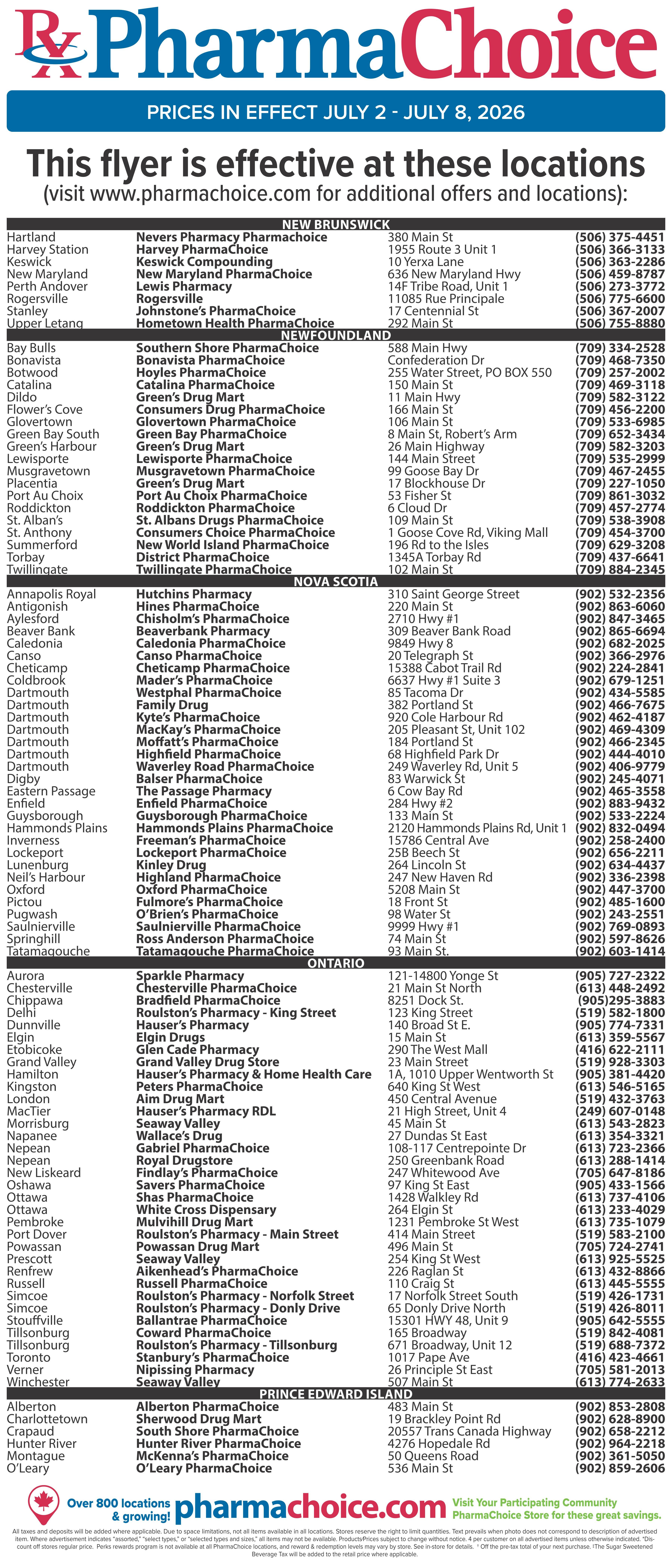 PharmaChoice (BC, AB, SK & MB) Flyer July 2 to 8