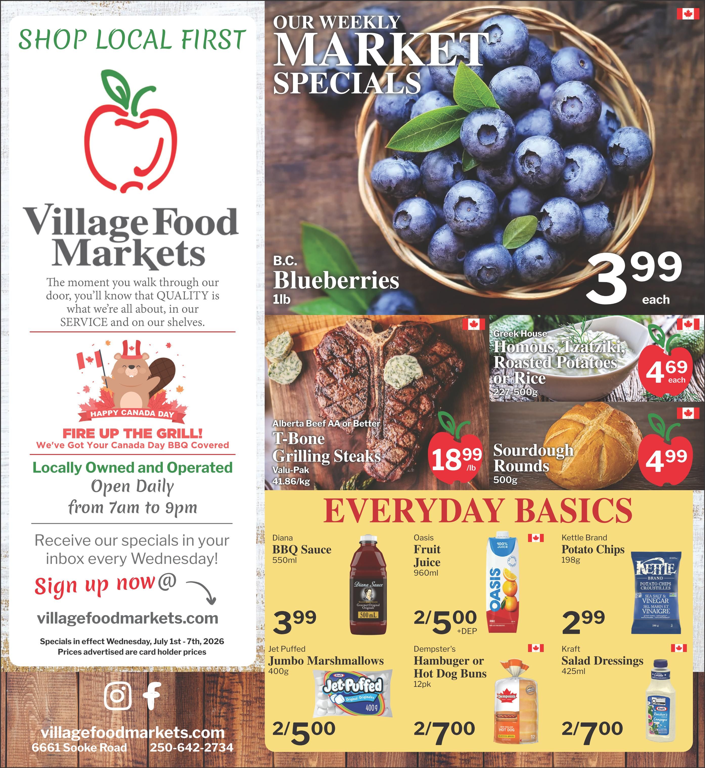 Village Food Markets Flyer July 1 to 7