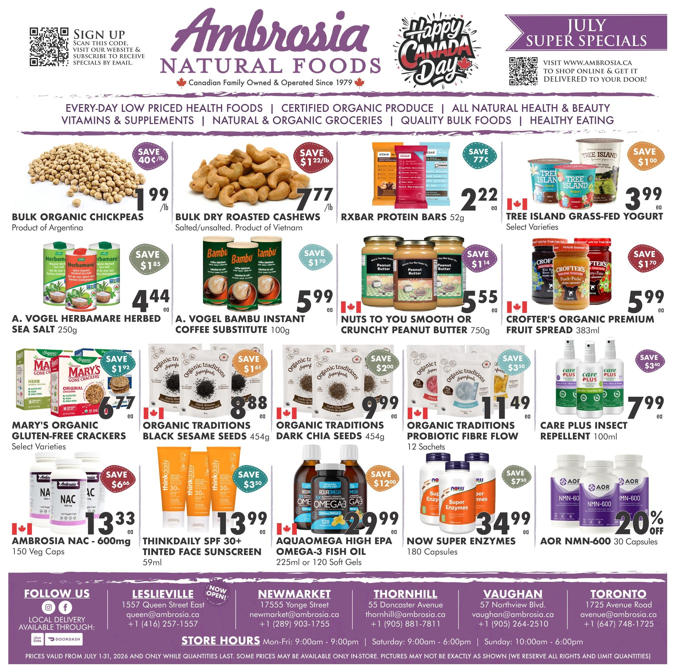 Ambrosia Natural Foods Flyer July 1 to 31