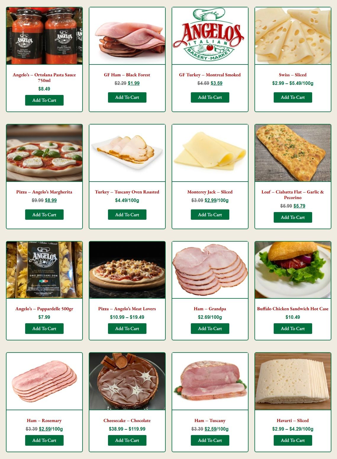 Angelo's Italian Bakery Monthly Specials July 1 to 31