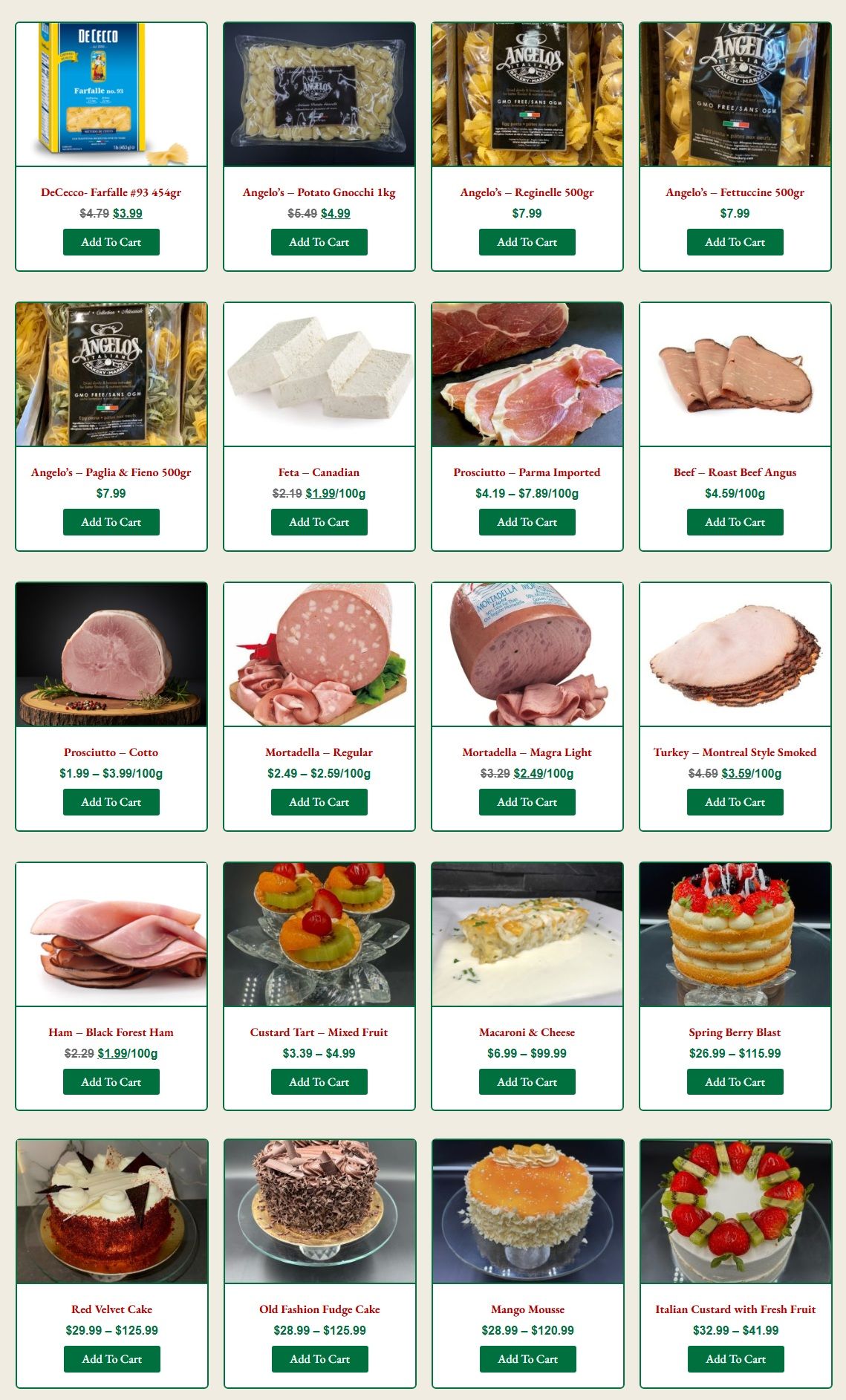 Angelo's Italian Bakery Monthly Specials July 1 to 31