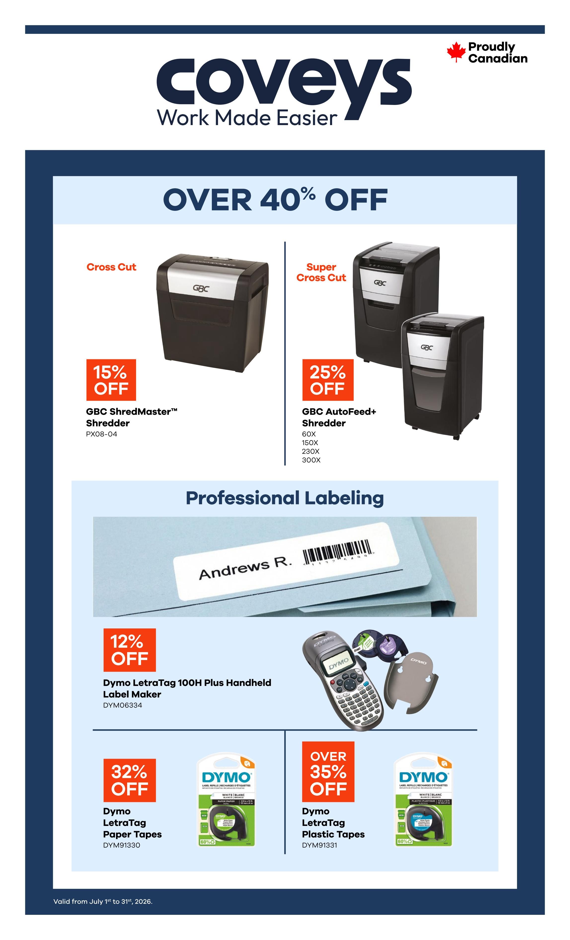 Covey Basics Flyer July 1 to 31