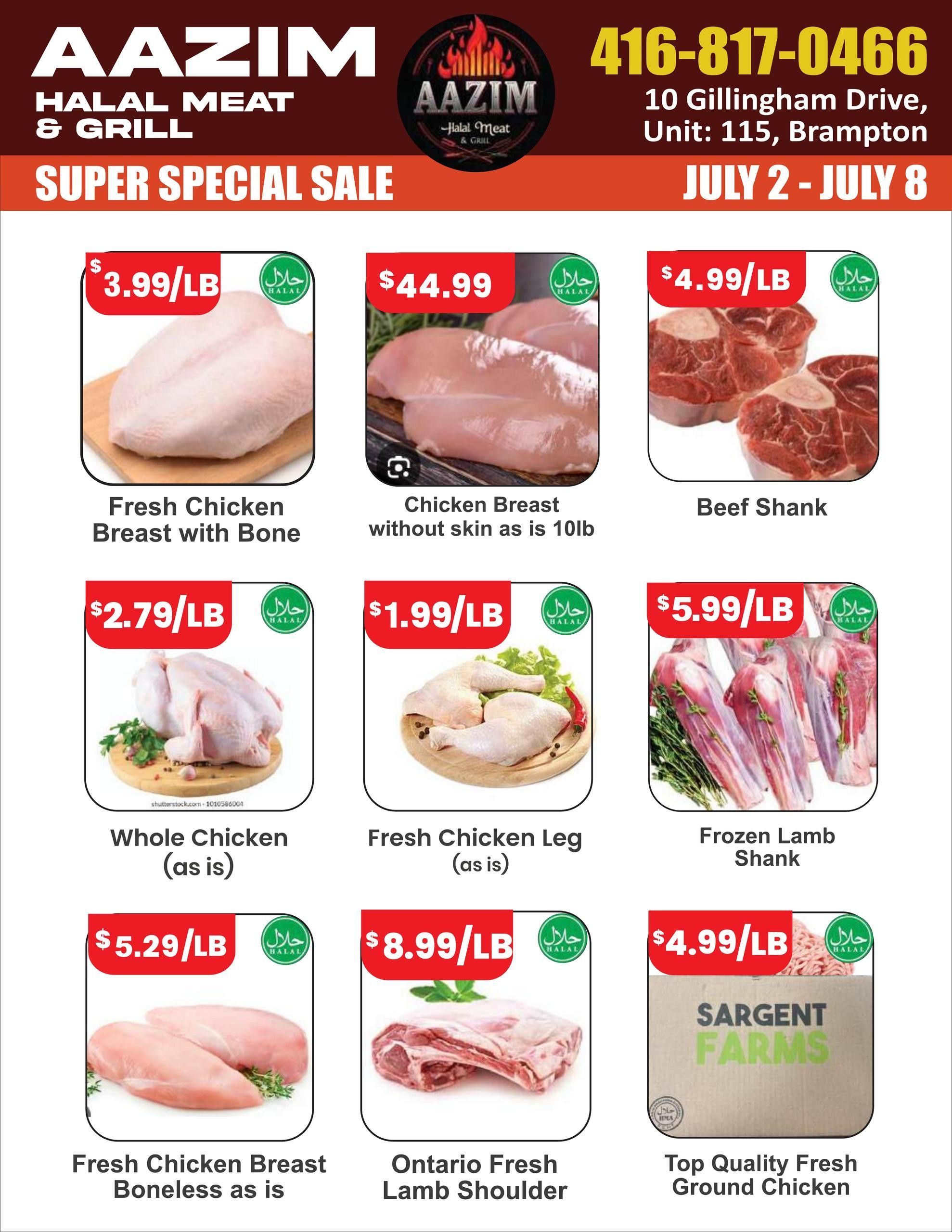 Aazim Halal Meat & Grill Flyer July 2 to 8