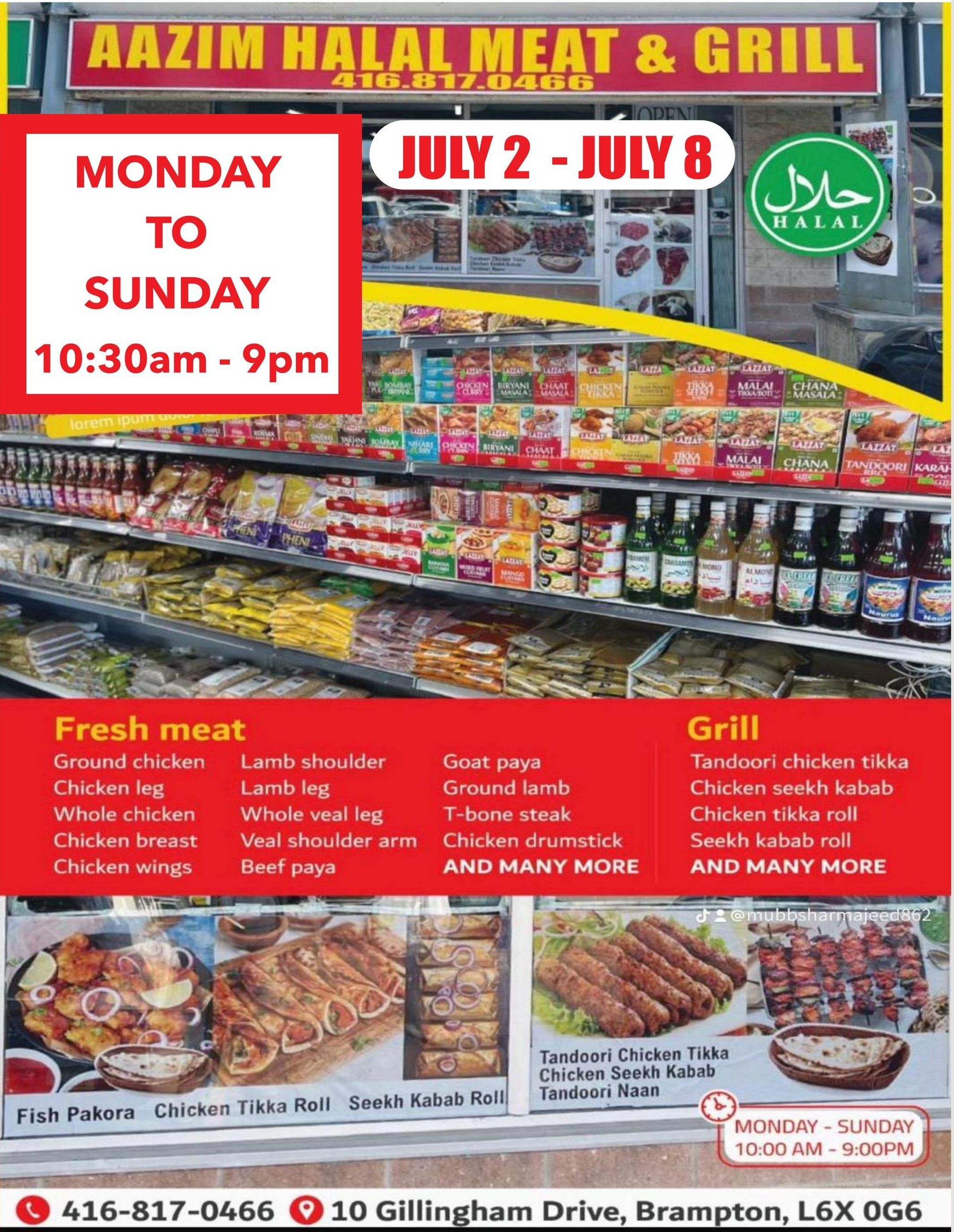 Aazim Halal Meat & Grill Flyer July 2 to 8