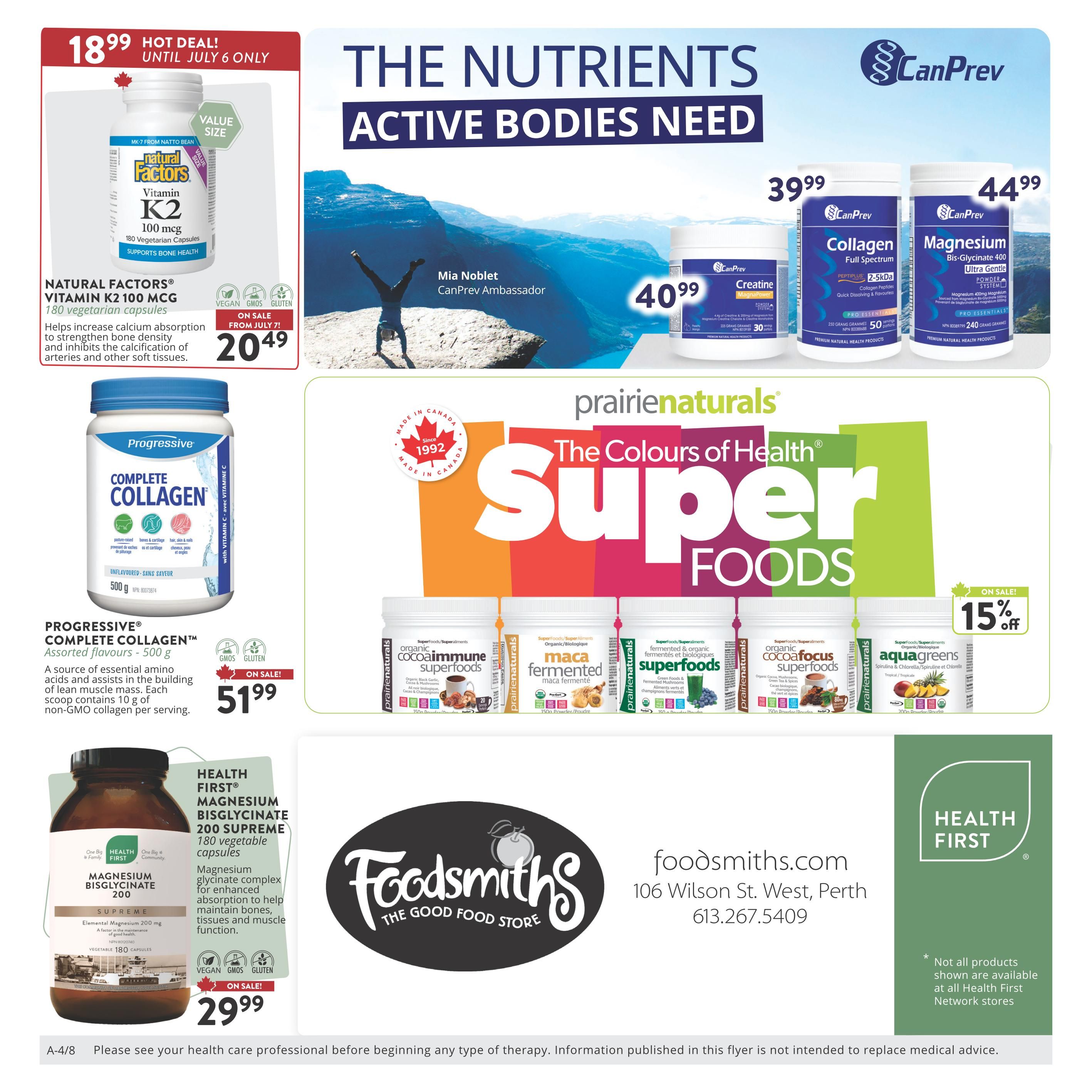 Foodsmiths Health First Flyer July 1 to 31