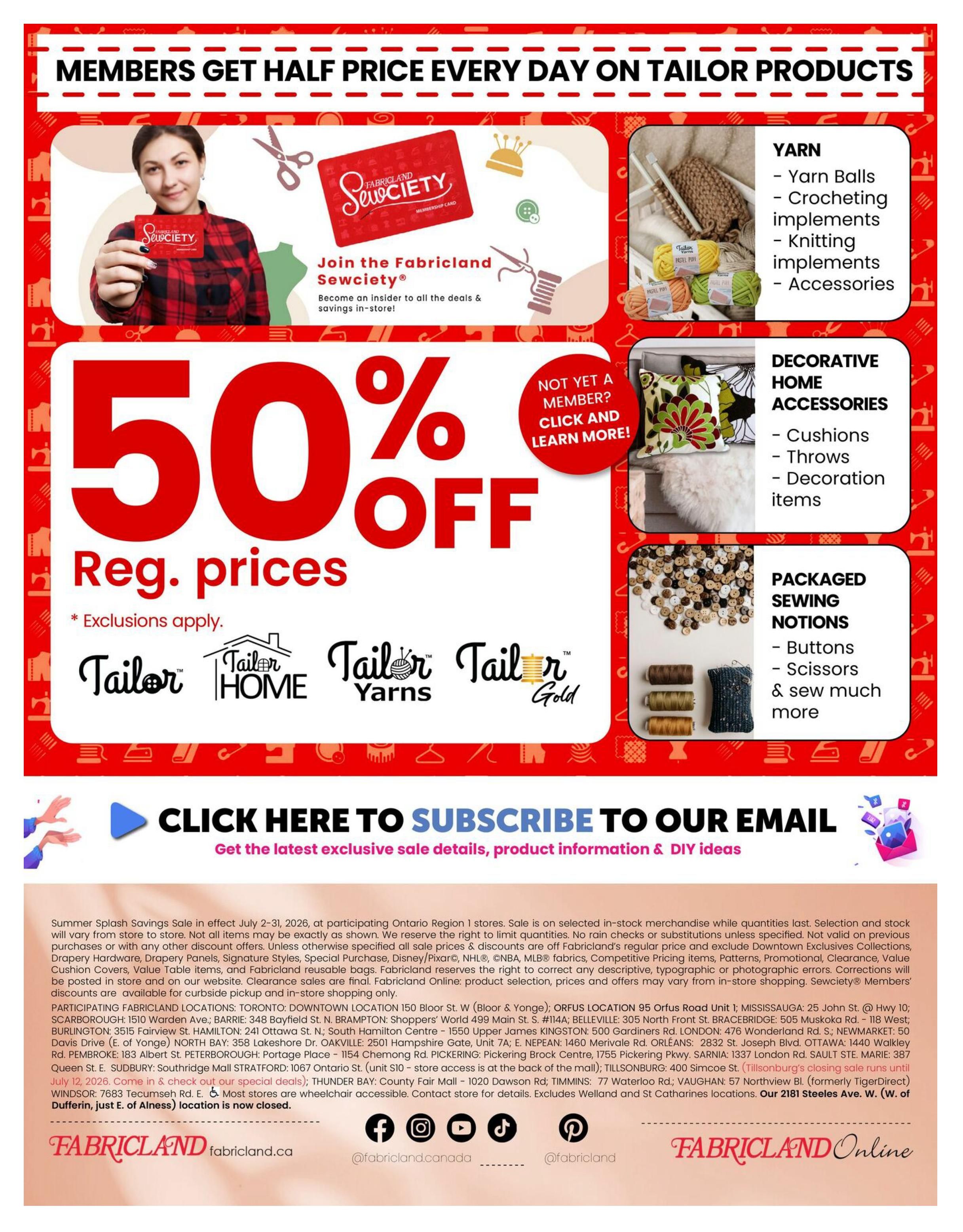 Fabricland (ON) Flyer July 2 to 31
