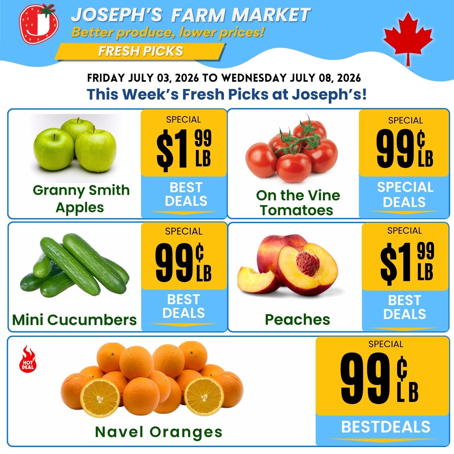 Joseph's Farm Market Flyer July 3 to 8
