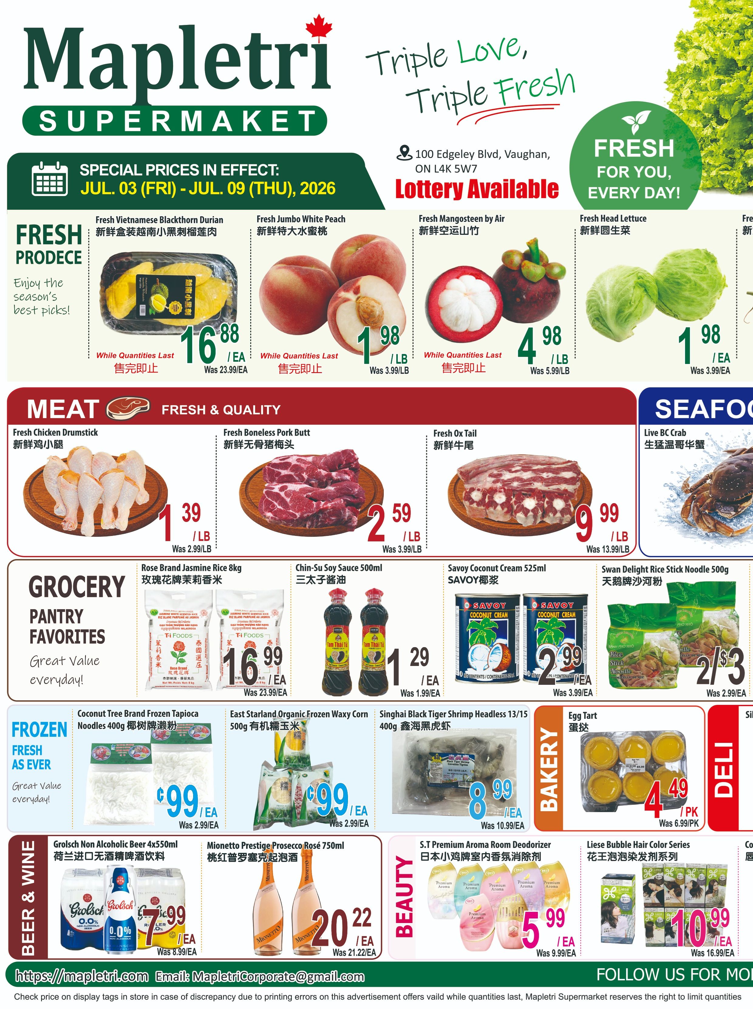 Mapletri Supermarket Flyer July 3 to 9