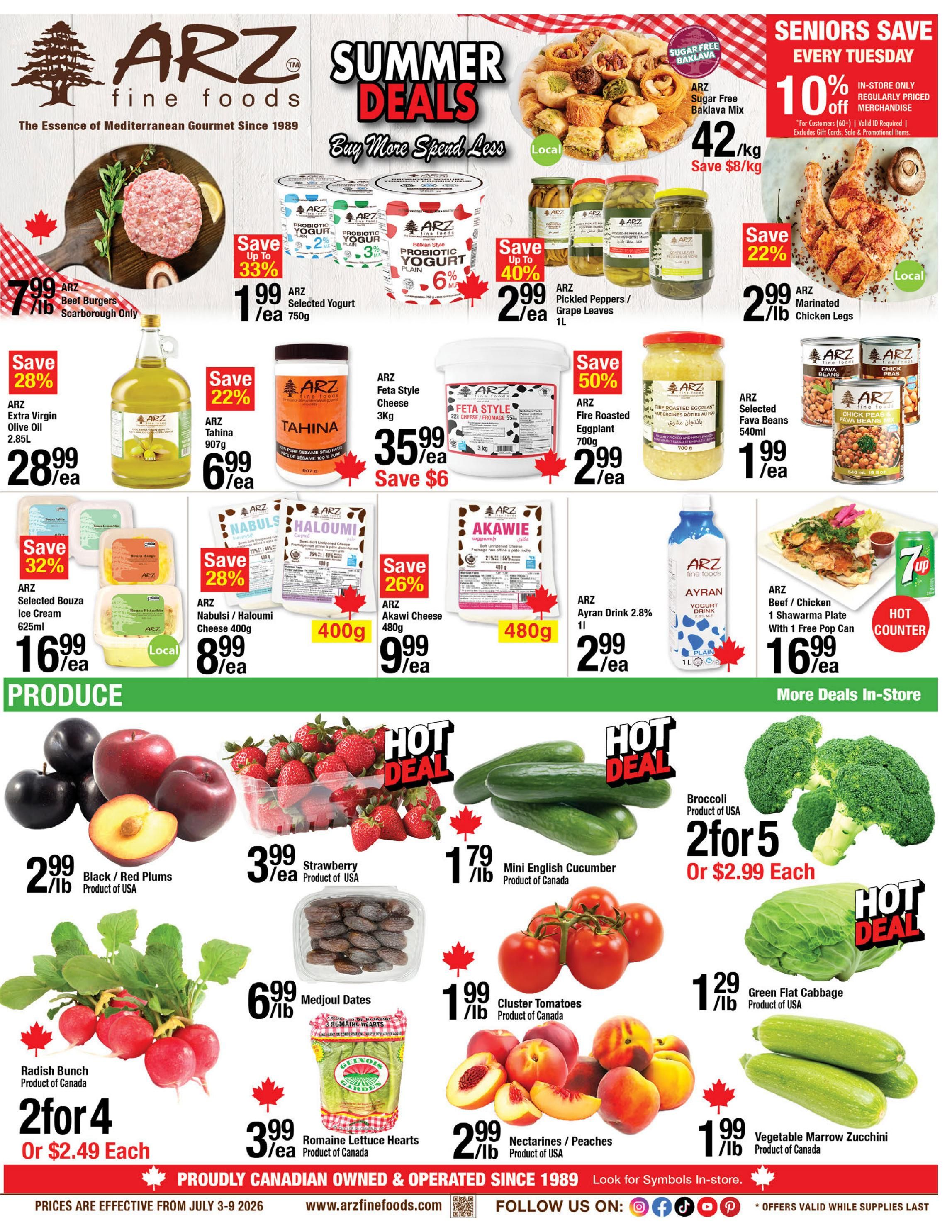 Arz Fine Foods Flyer July 3 to 9