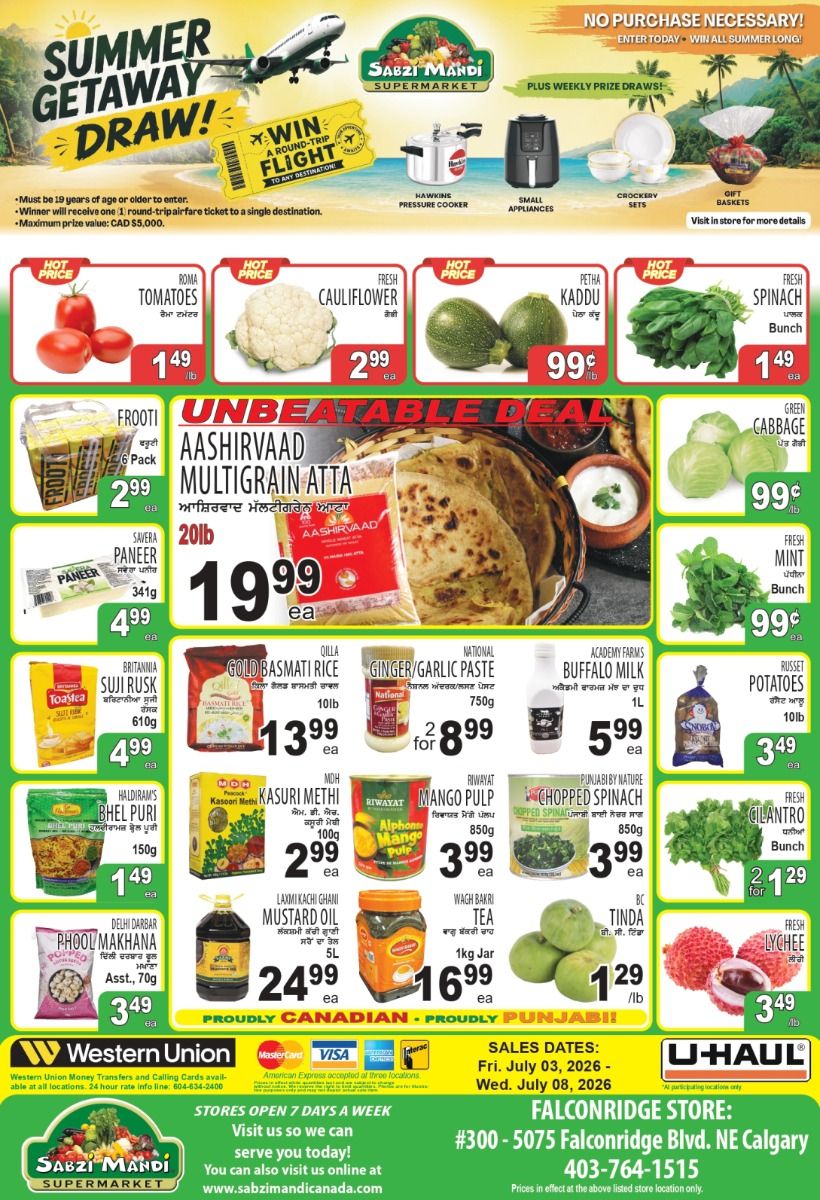 Sabzi Mandi Supermarket (Calgary) Flyer July 3 to 8
