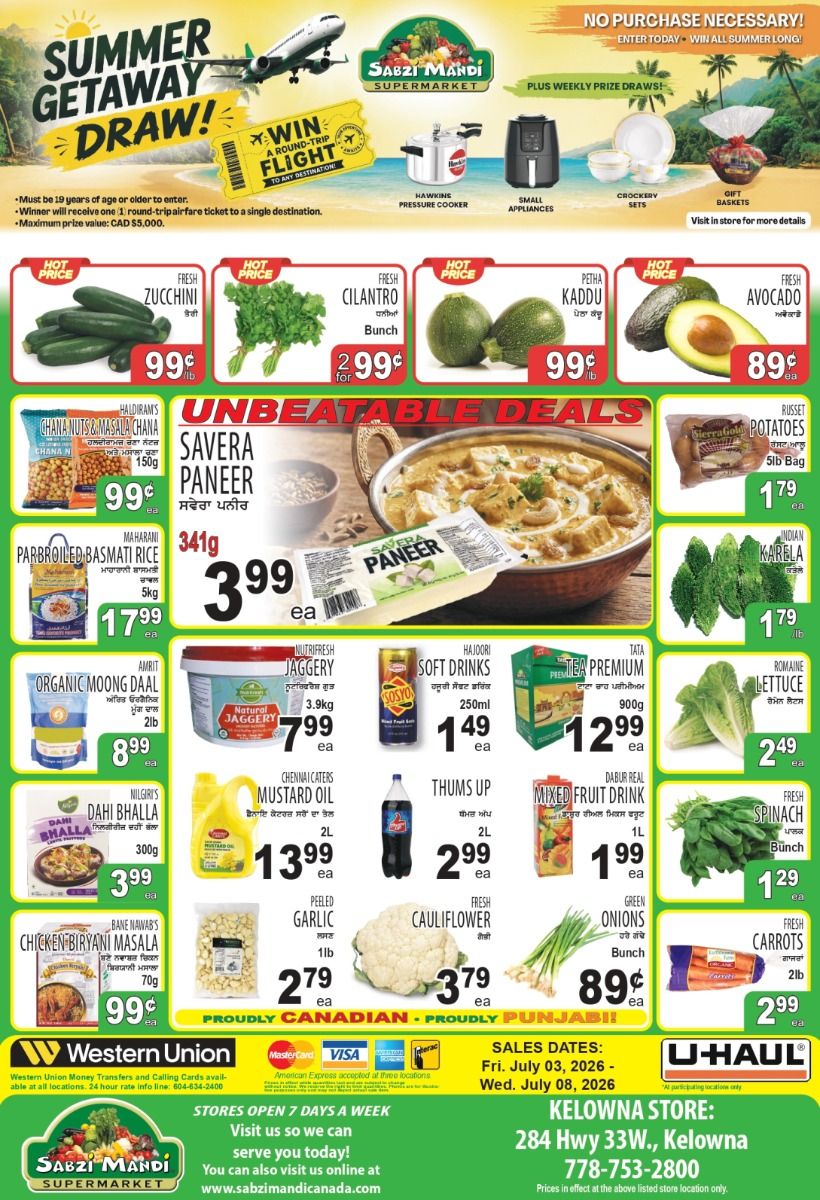 Sabzi Mandi Supermarket (Kelowna) Flyer July 3 to 8