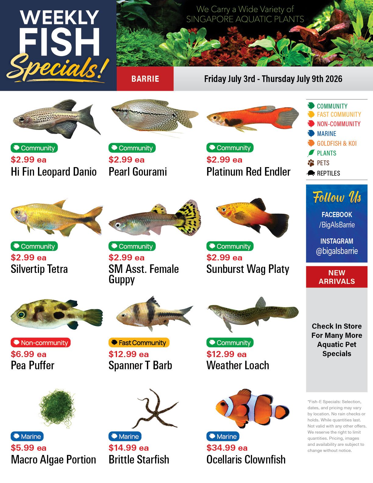 Big Al's (Barrie) Weekly Specials July 3 to 9