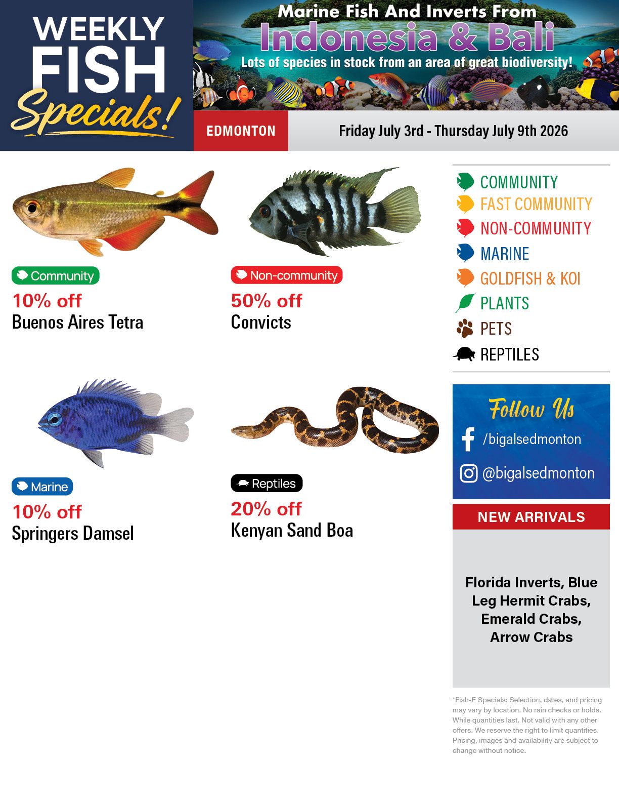 Big Al's (Edmonton) Weekly Specials July 3 to 9