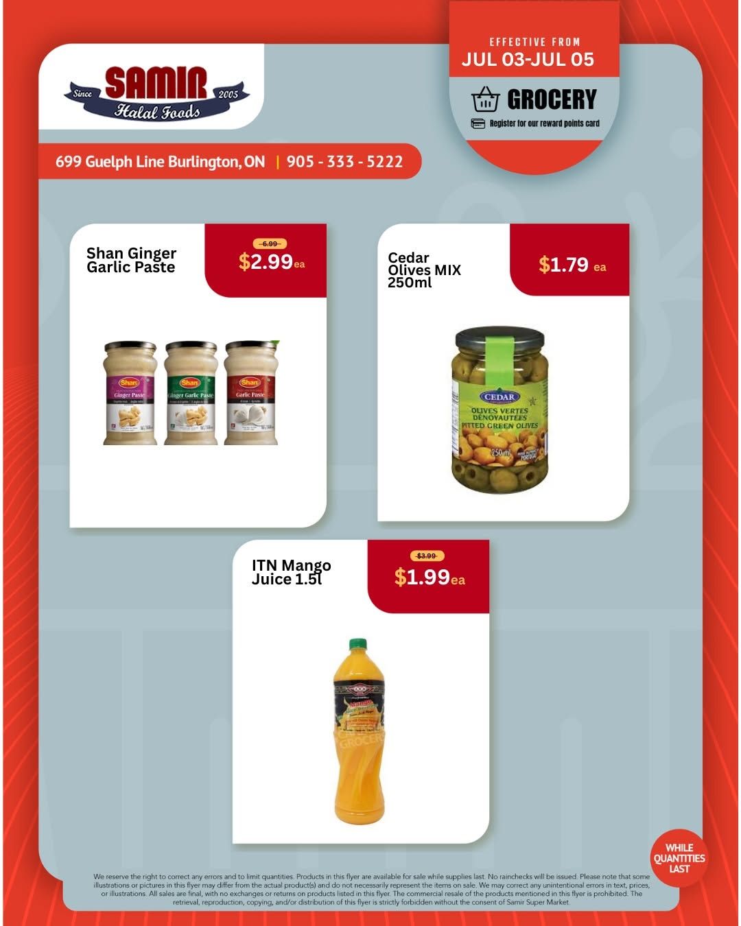 Samir Supermarket (Burlington) Flyer July 3 to 5