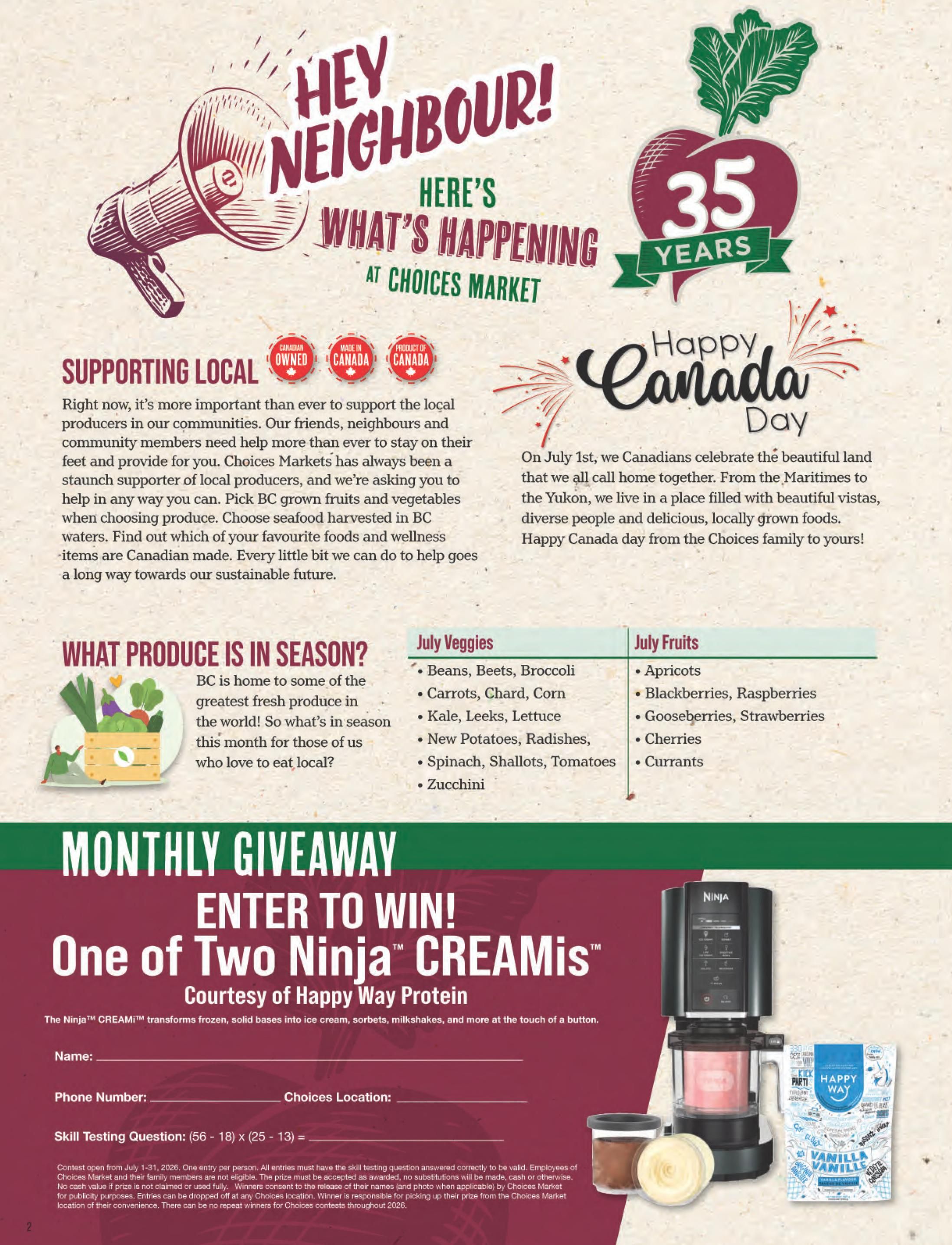 Choices Market Monthly Flyer July 1 to 31