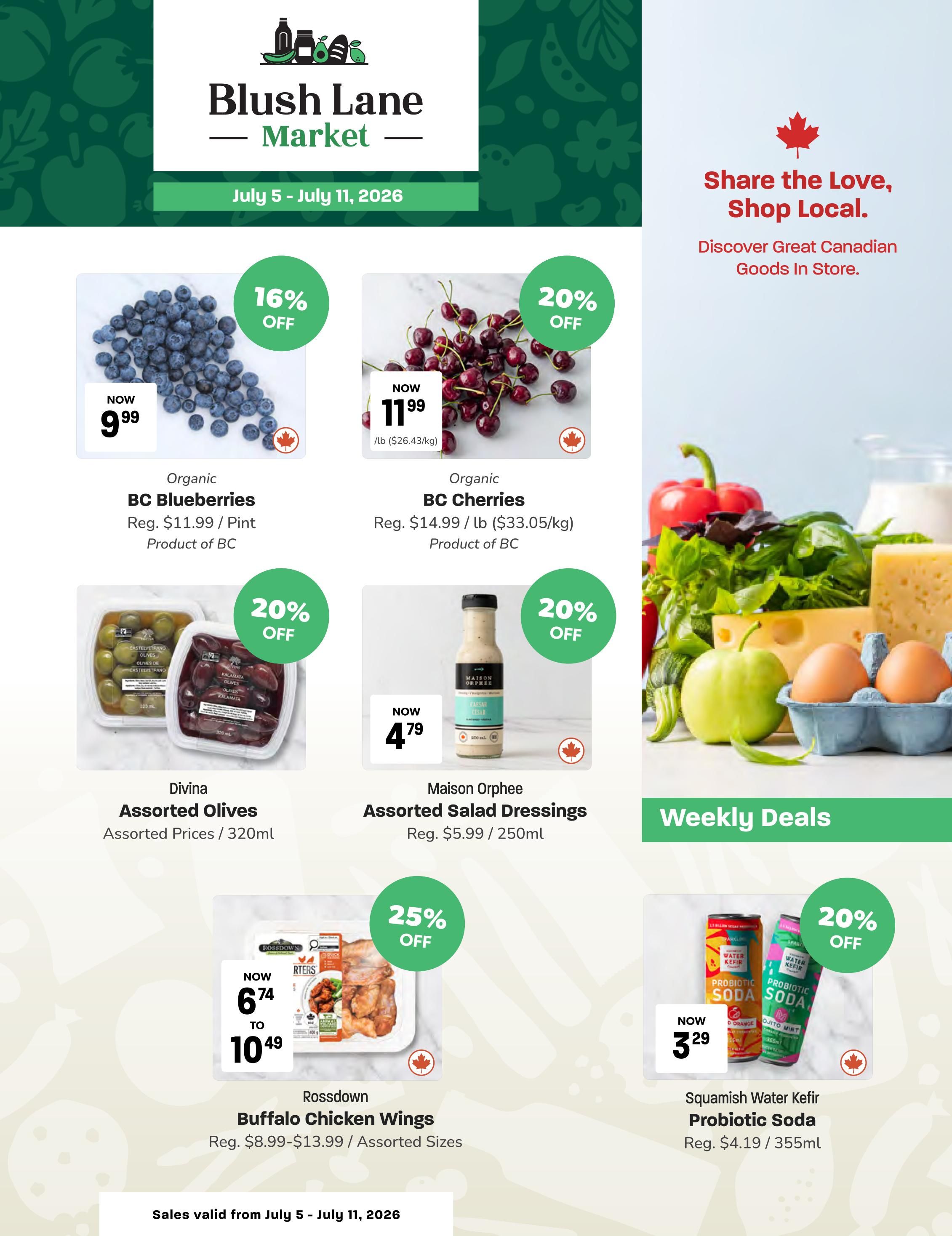 Blush Lane Organic Market Flyer July 5 to 11