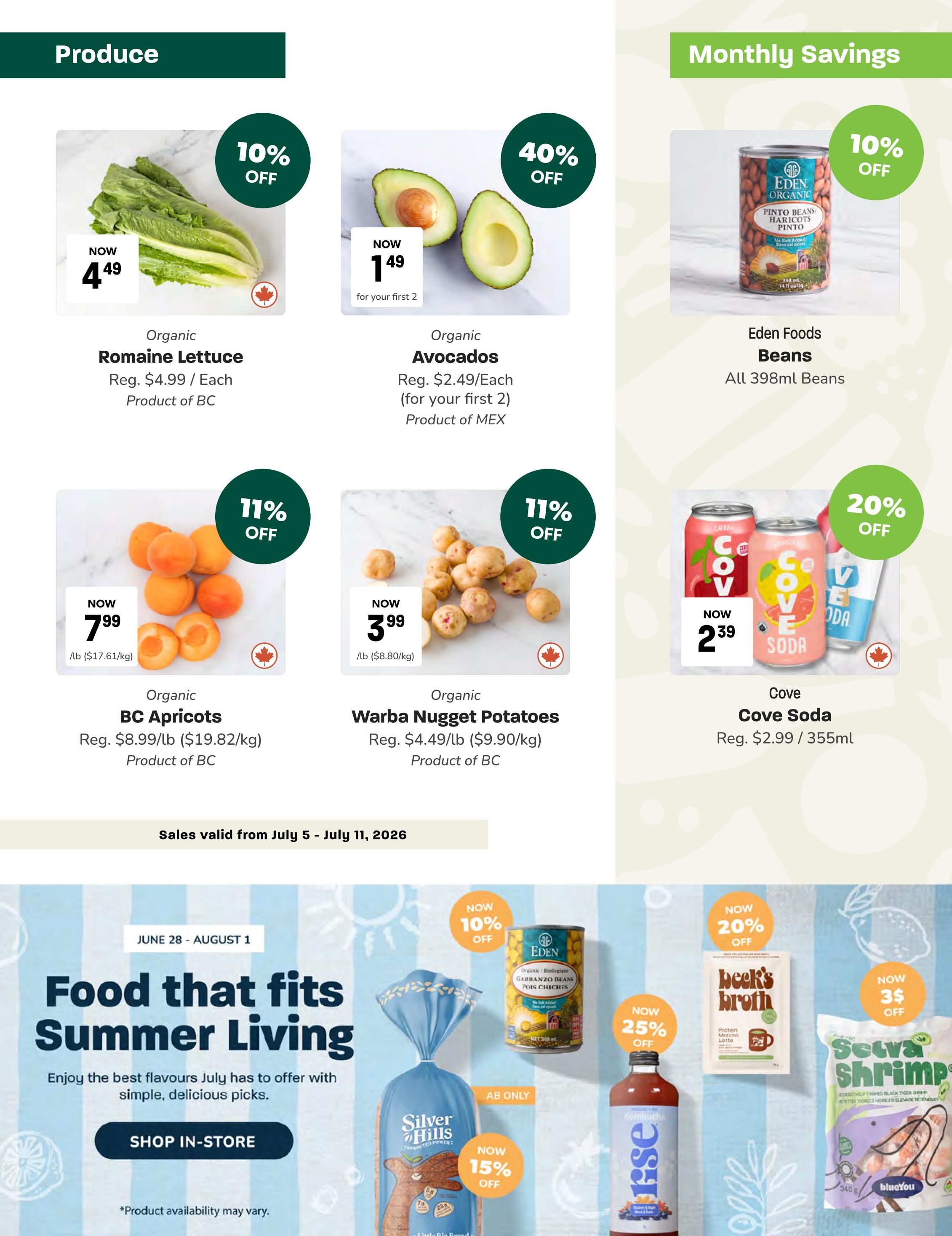 Blush Lane Organic Market Flyer July 5 to 11