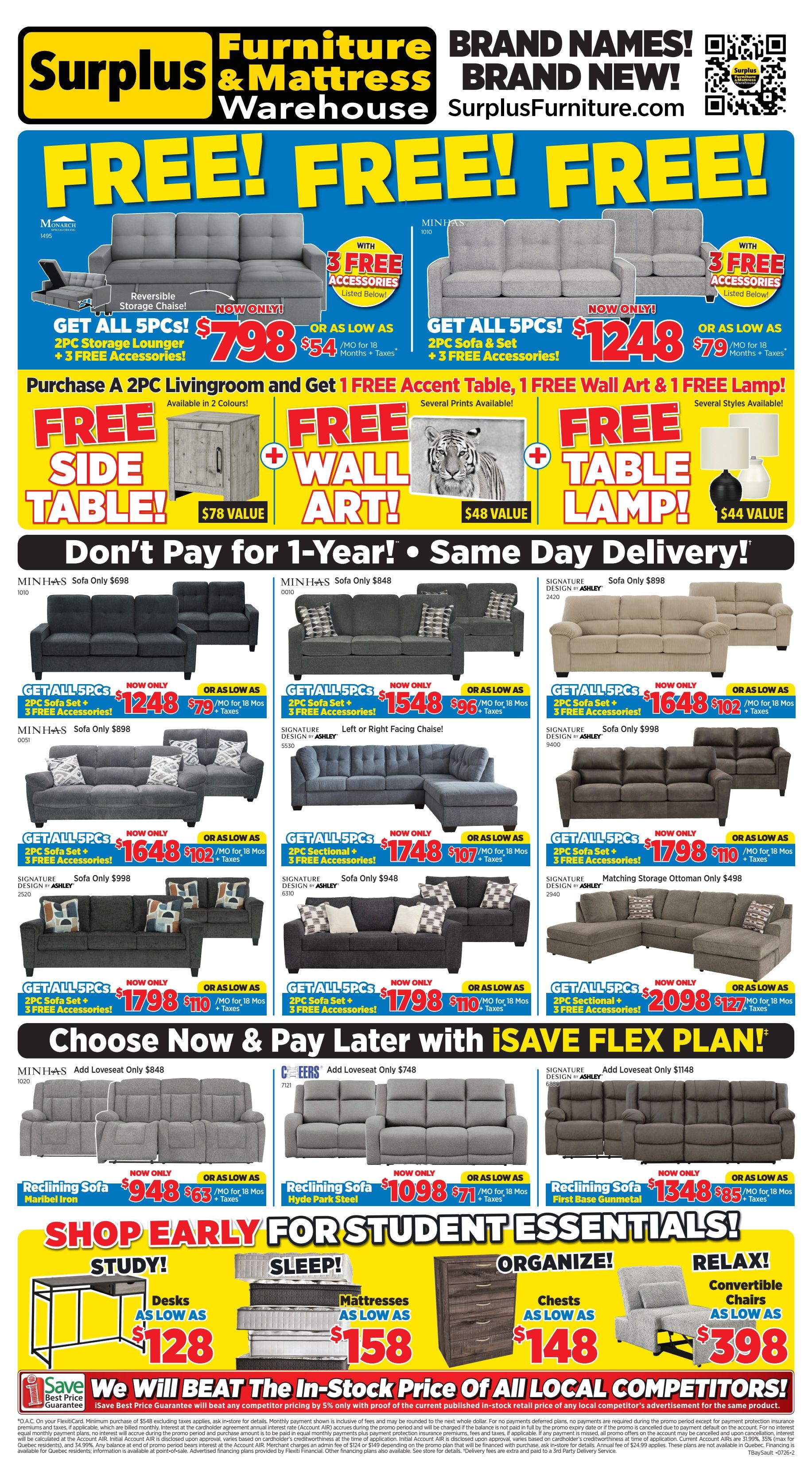 Surplus Furniture & Mattress Warehouse (Thunder Bay, Sault Ste Marie) Flyer July 6 to 26