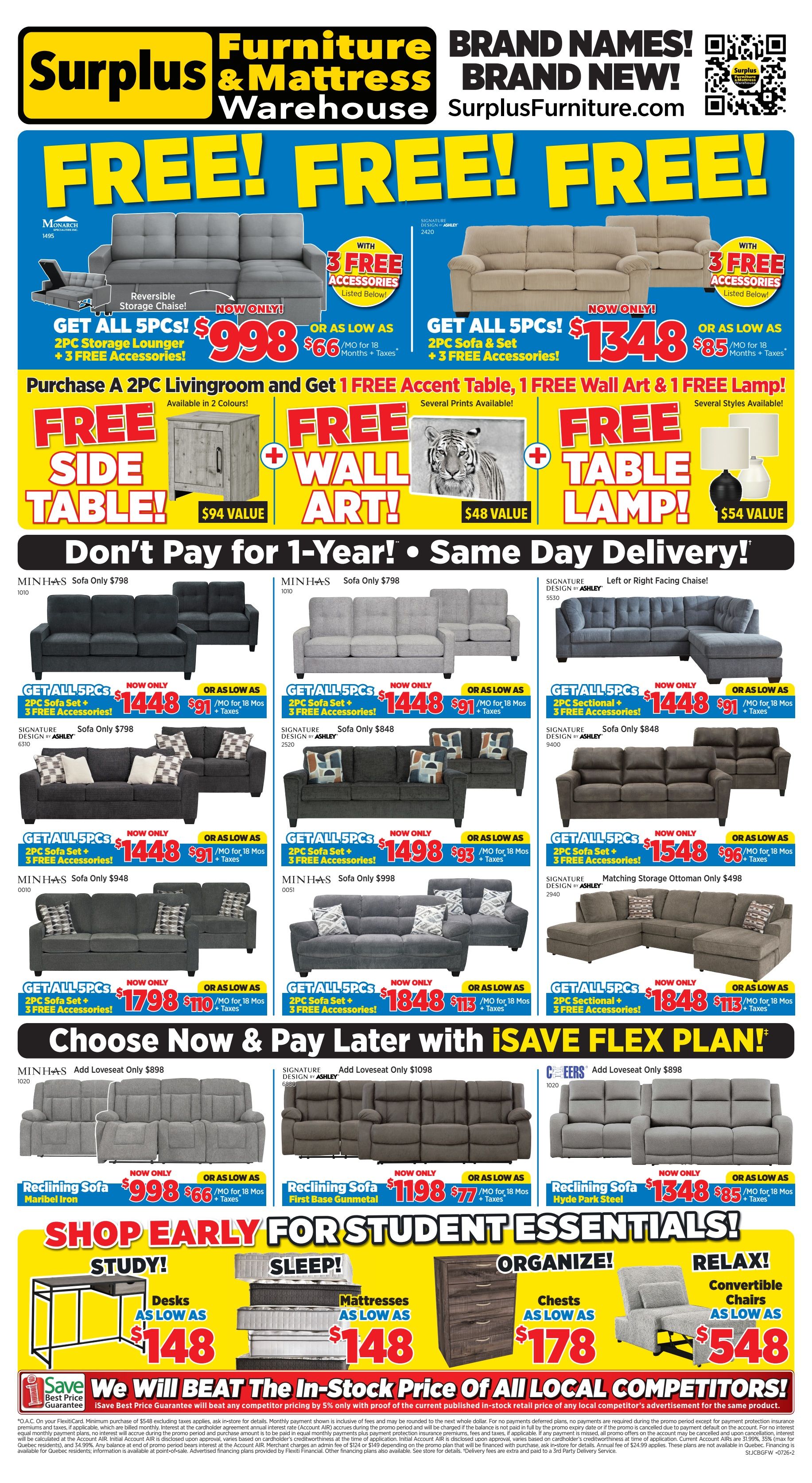 Surplus Furniture & Mattress Warehouse (St. John's, Corner Brook, Grand Falls Windsor) Flyer July 6 to 26