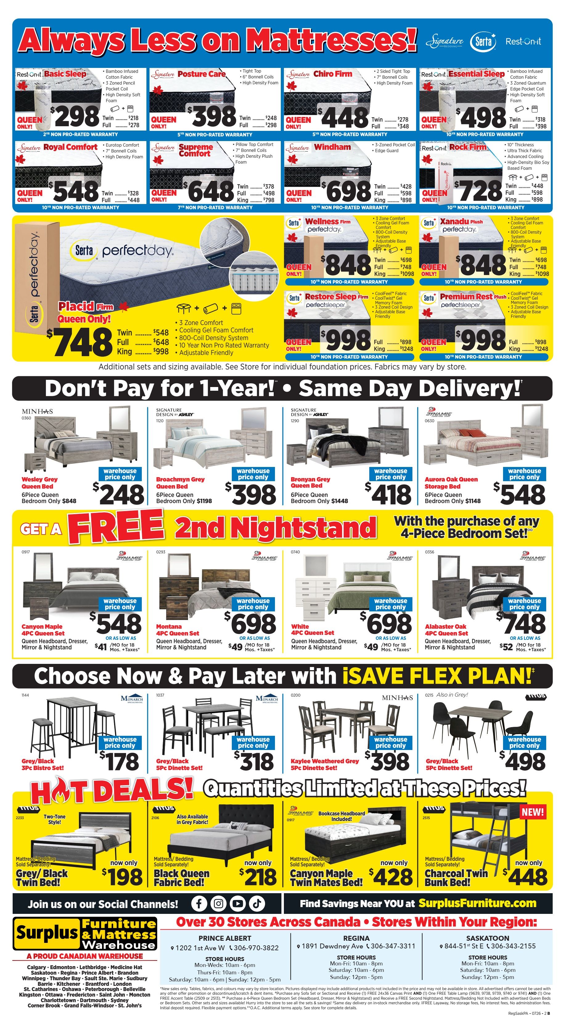 Surplus Furniture & Mattress Warehouse (Saskatoon) Flyer July 6 to 26