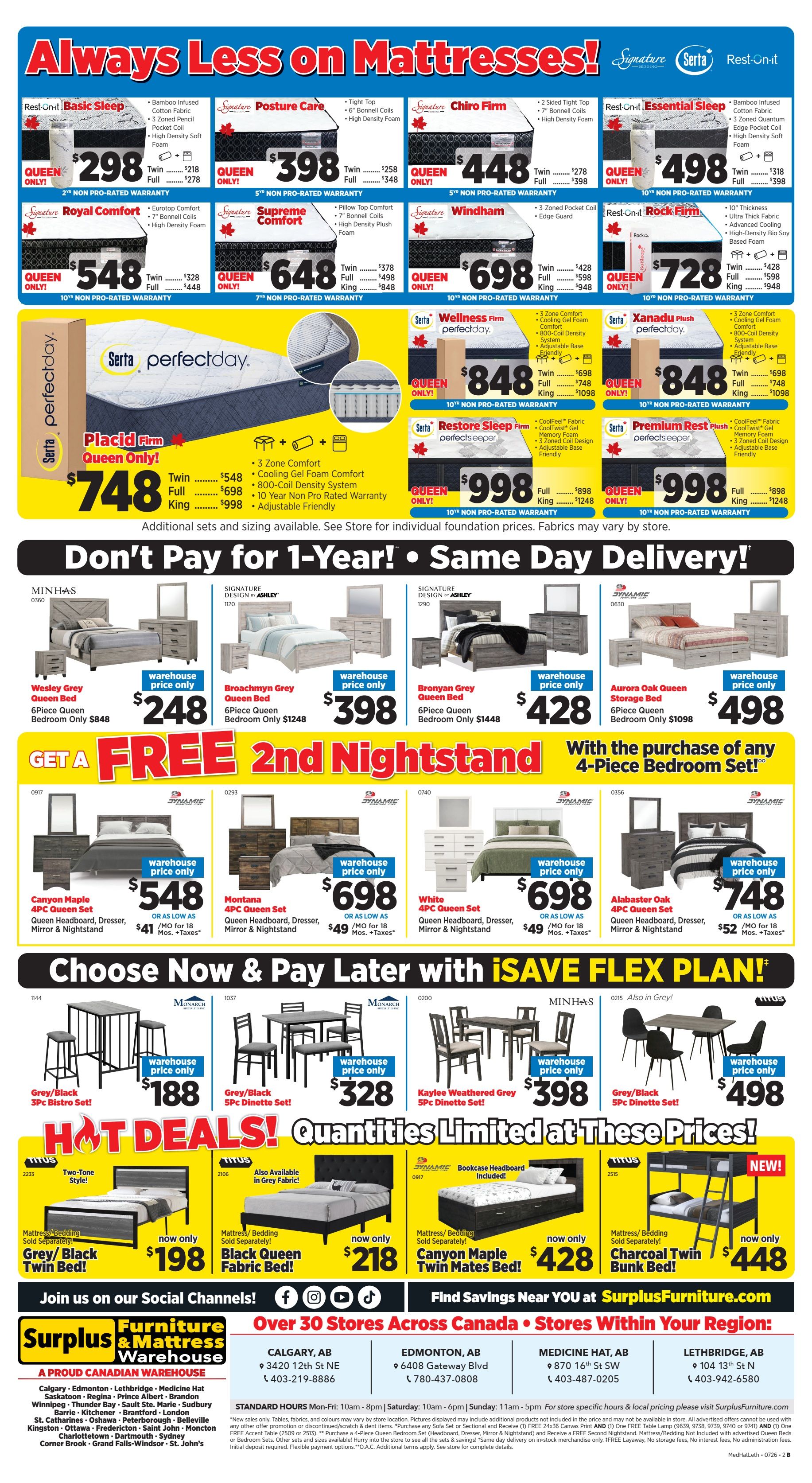 Surplus Furniture & Mattress Warehouse (Lethbridge) Flyer July 6 to 26