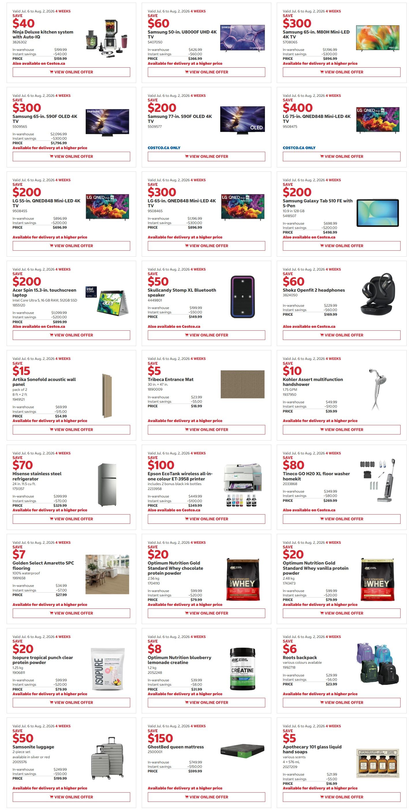 Costco (West, ON, Atlantic Canada) Warehouse Offers July 6 to 19