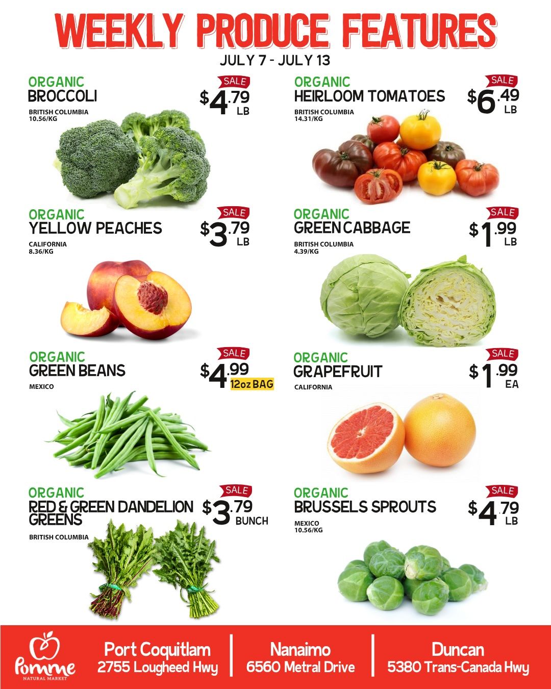 Pomme Natural Market Weekly Produce Flyer July 7 to 13