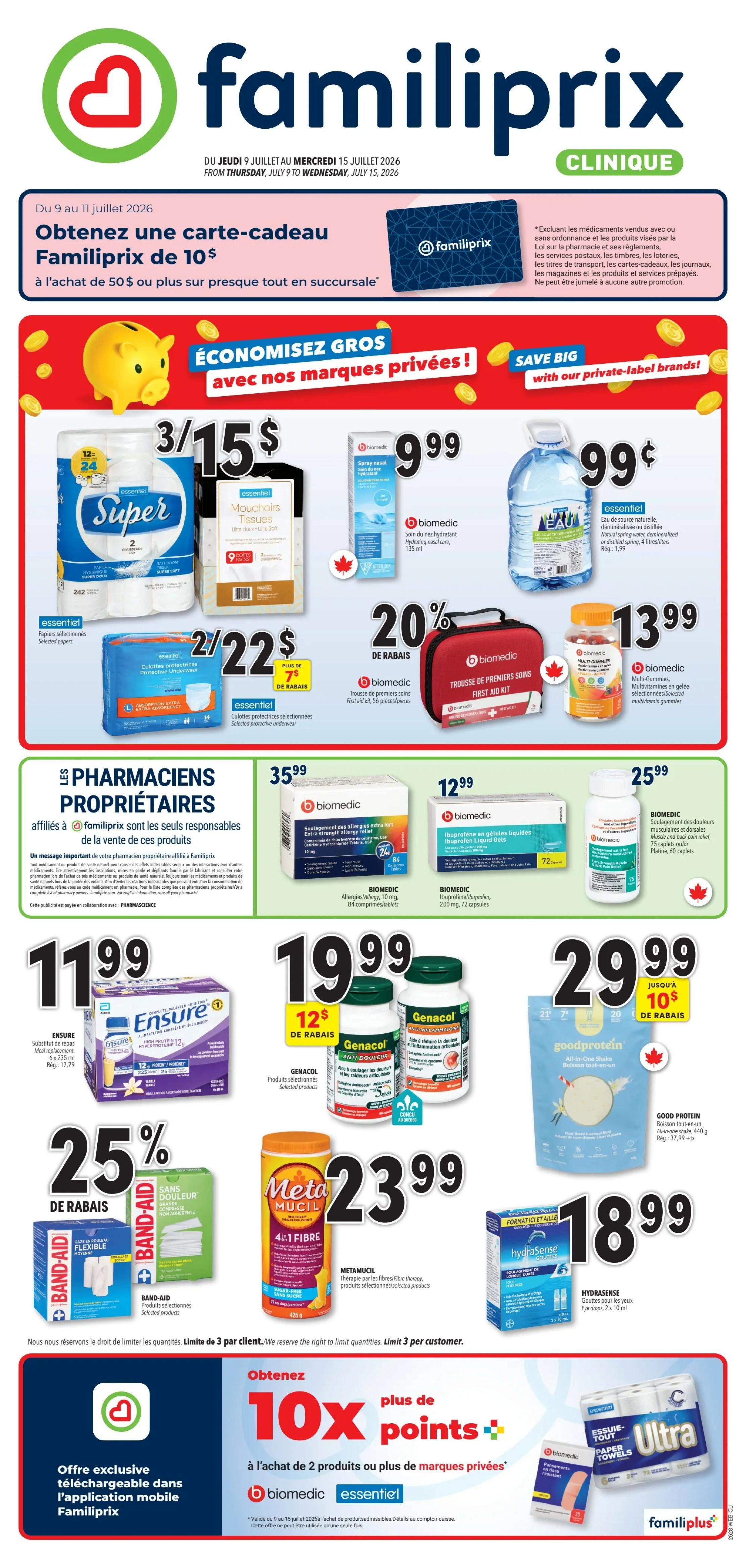 Familiprix Clinique Flyer July 9 to 15