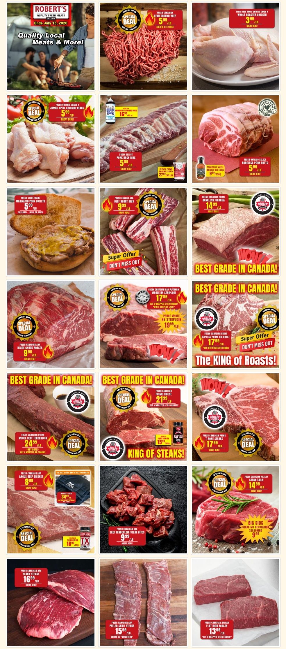 Robert's Quality Fresh Meats Flyer July 6 to 13