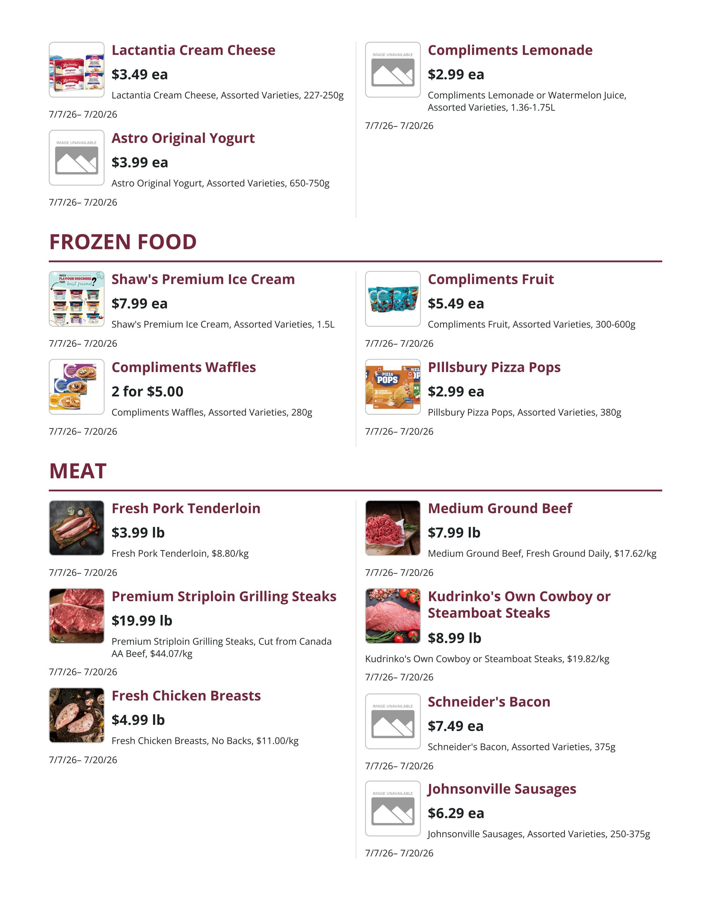 Kudrinko's Flyer July 7 to 20