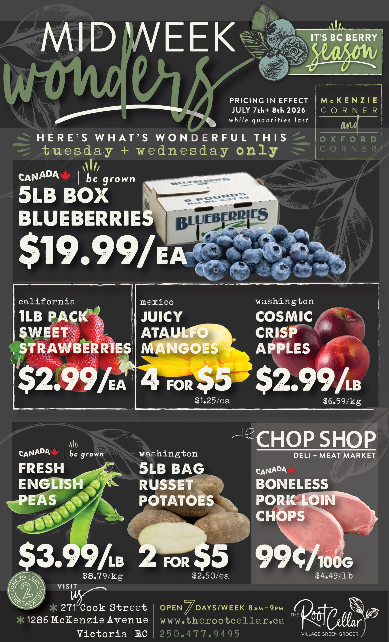 The Root Cellar Mid-Week Flyer July 7 and 8
